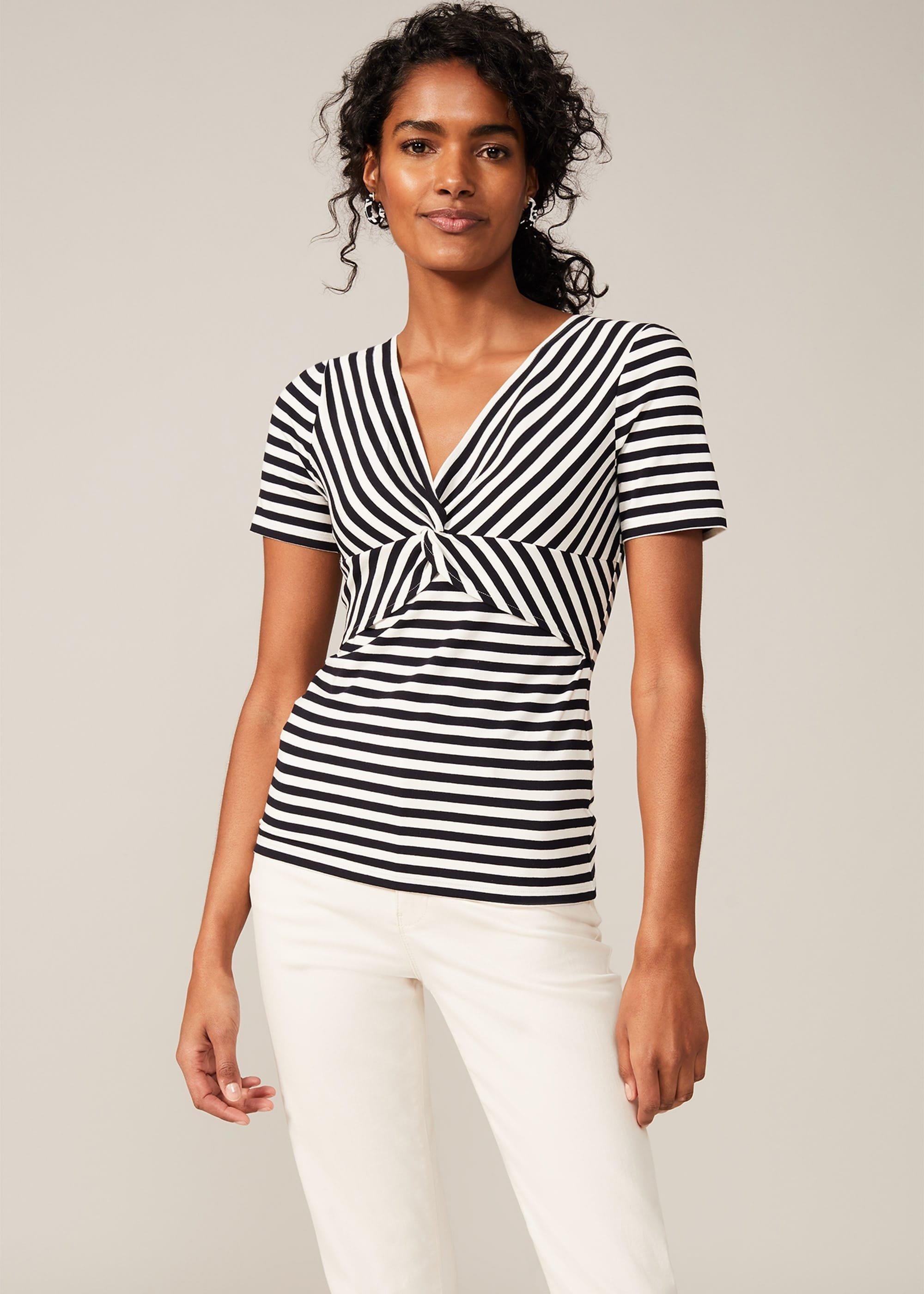 Kerry Stripe Twist Front Fitted Top