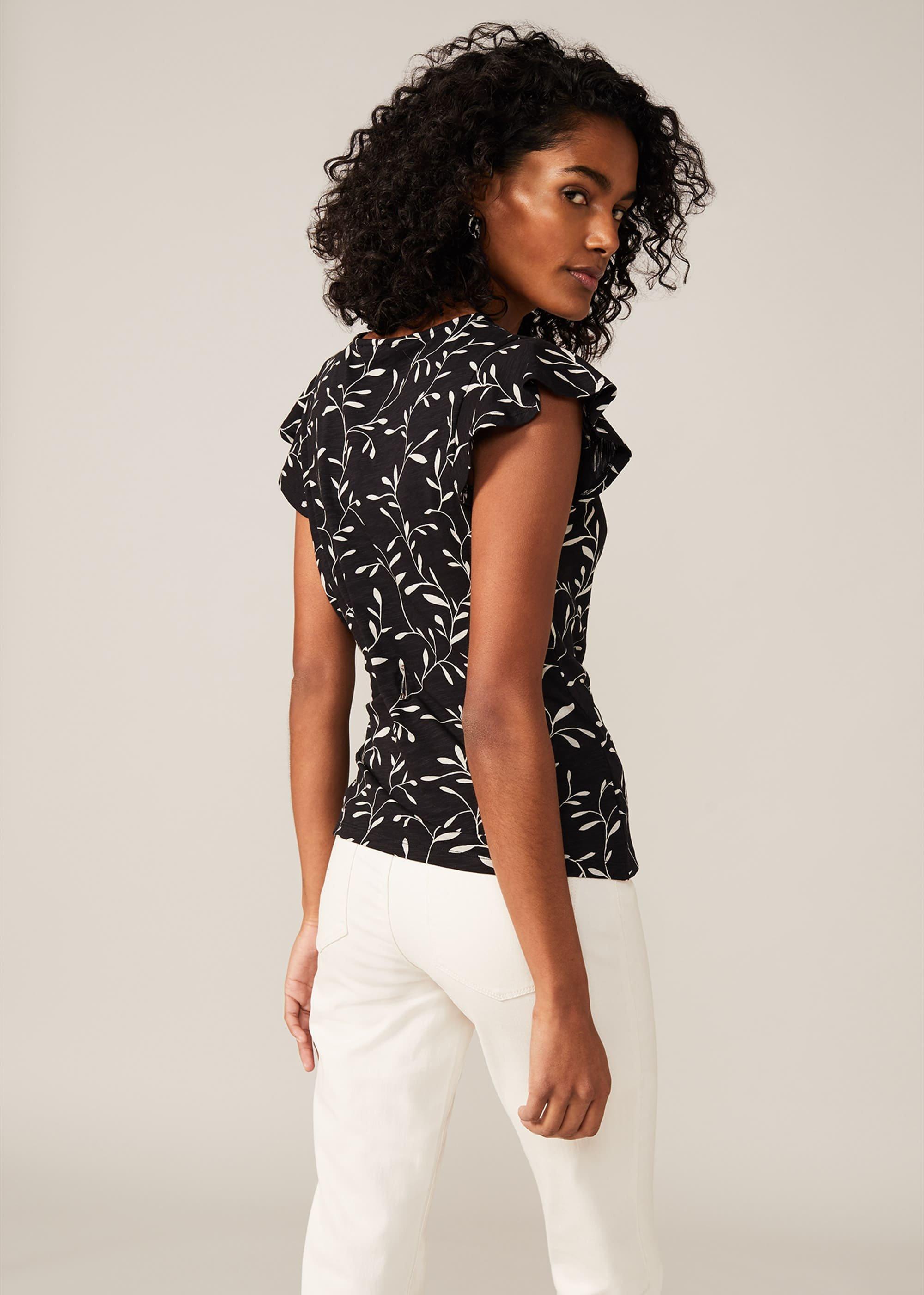 Mady Leaf Print Wrap Top