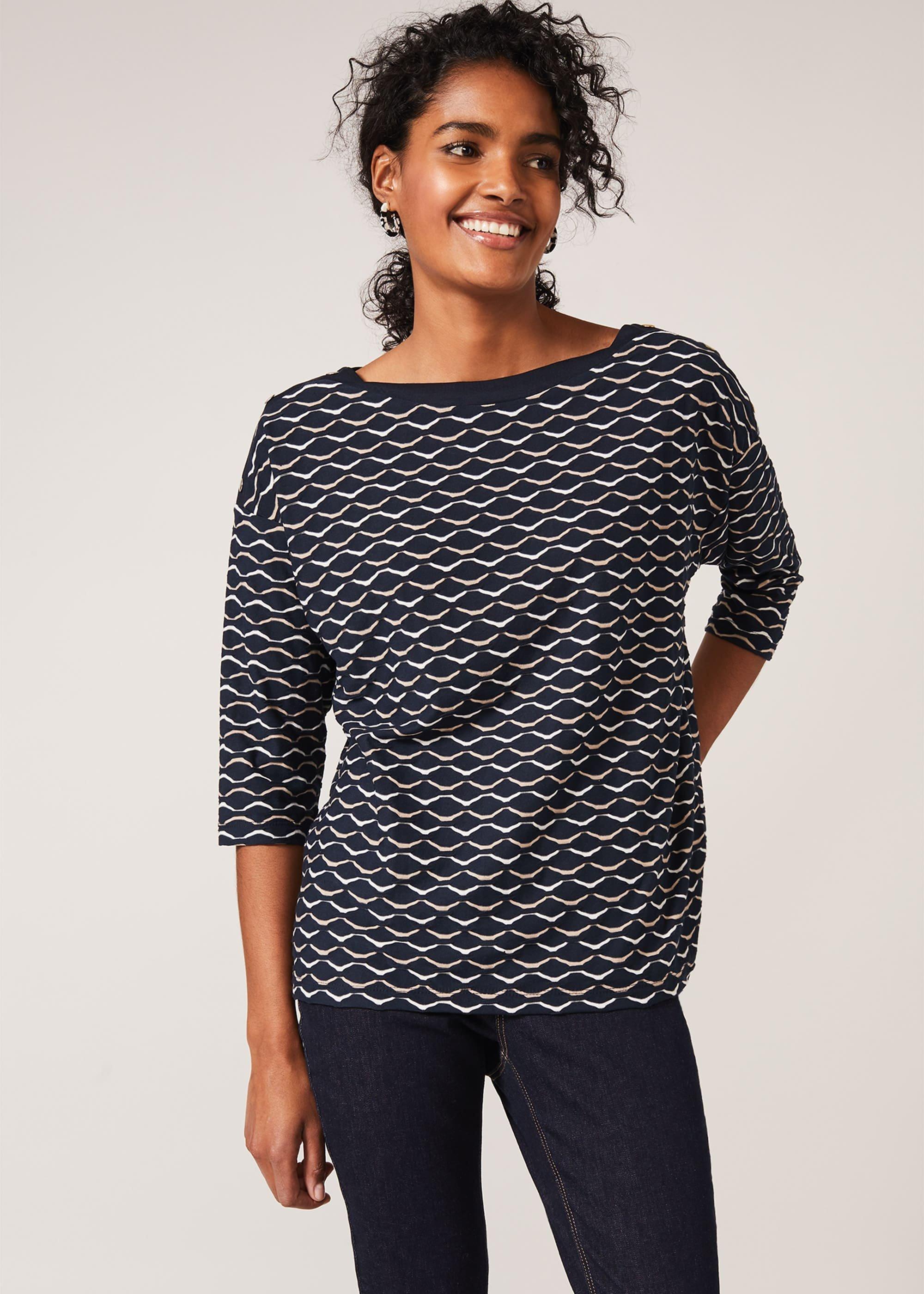 Alima Geometric Stripe Top