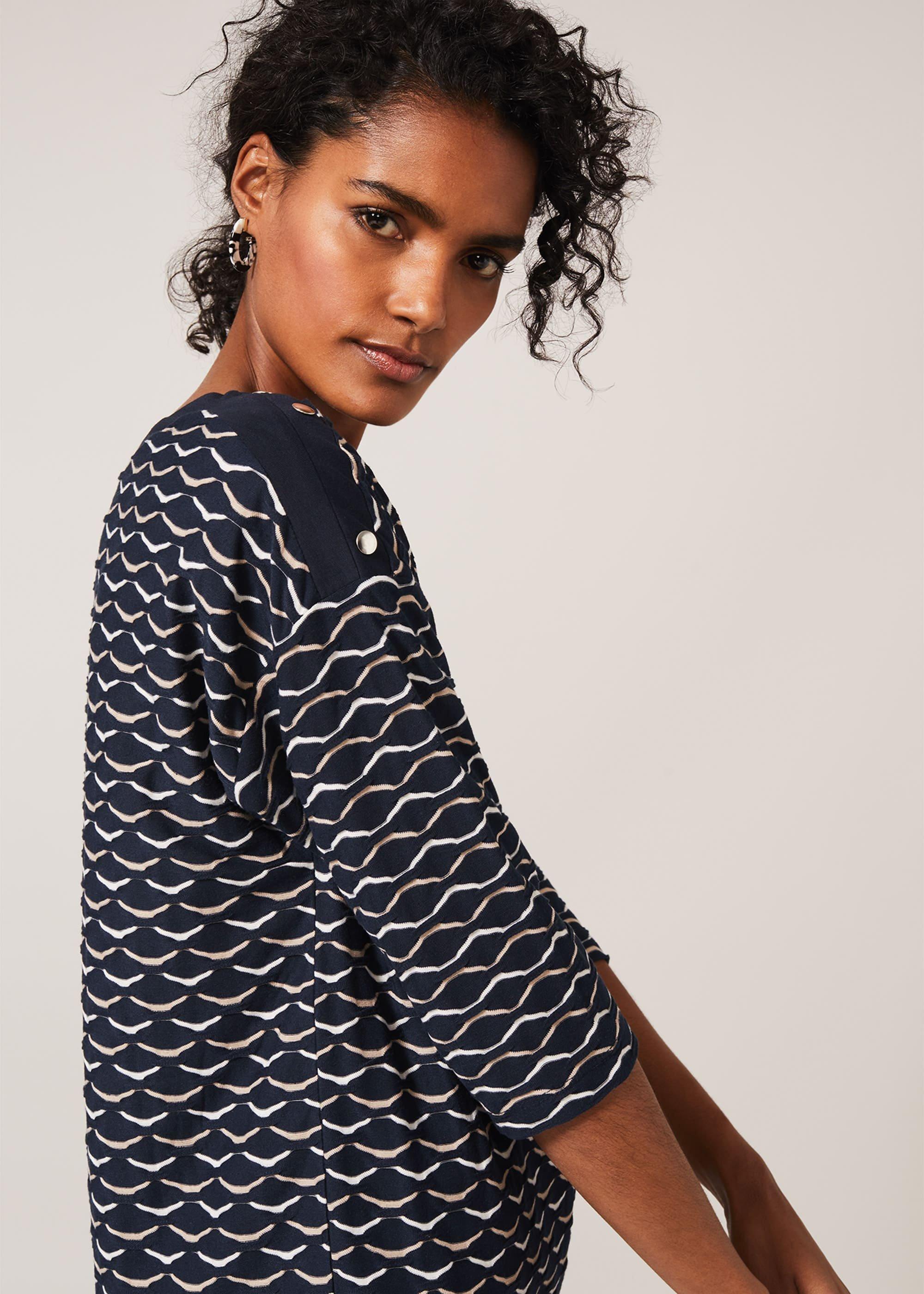 Alima Geometric Stripe Top