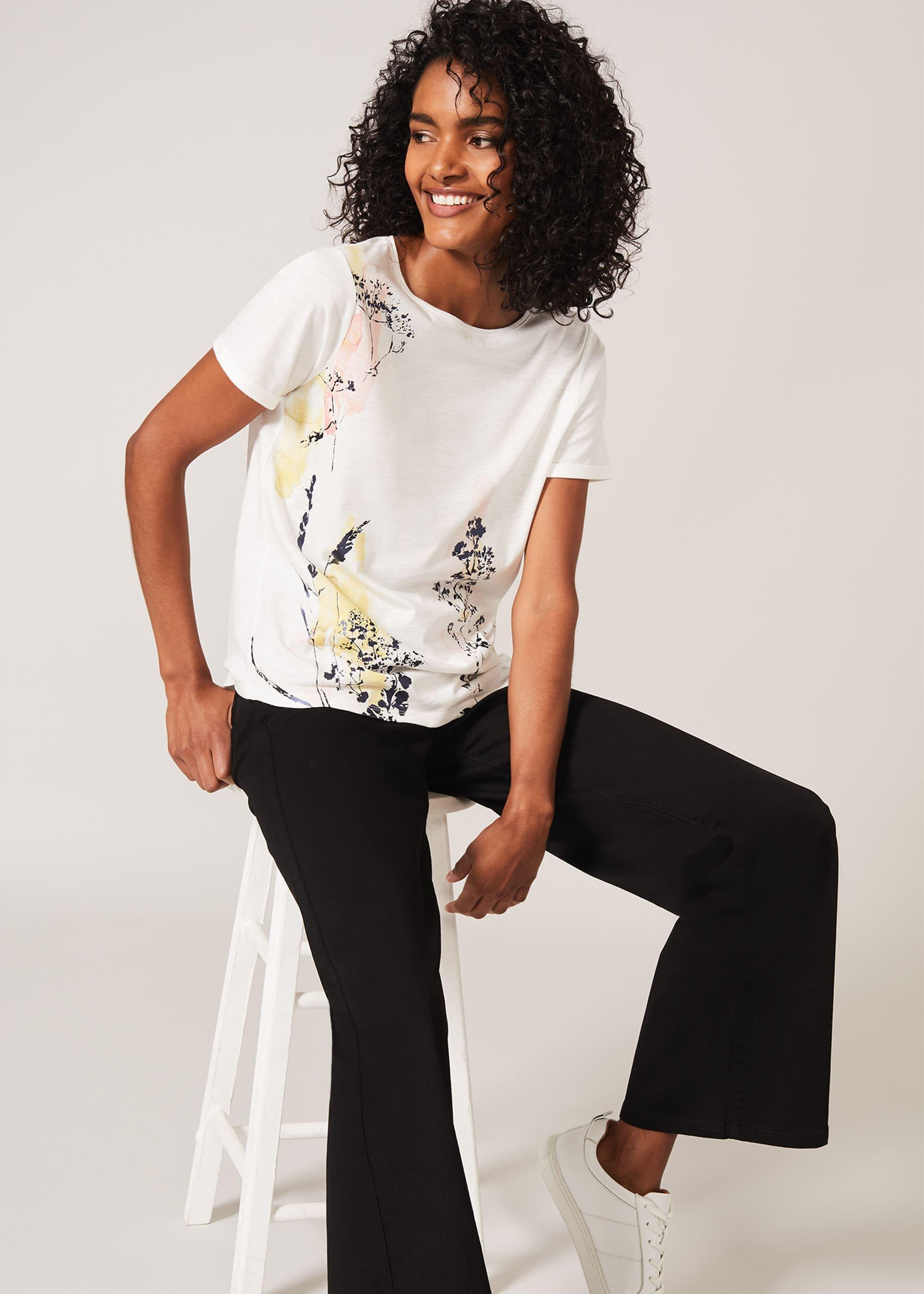 Kerria Floral Print Foil Top