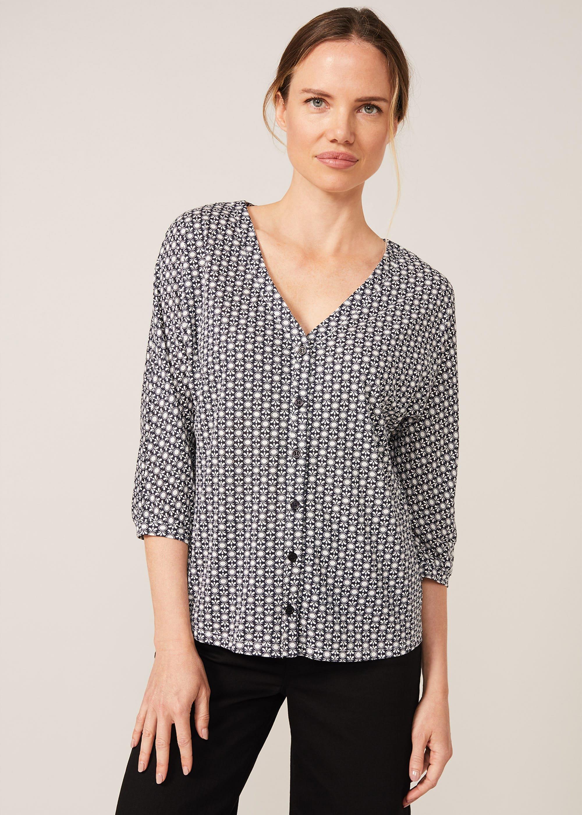 Florentine Button Front Print Top
