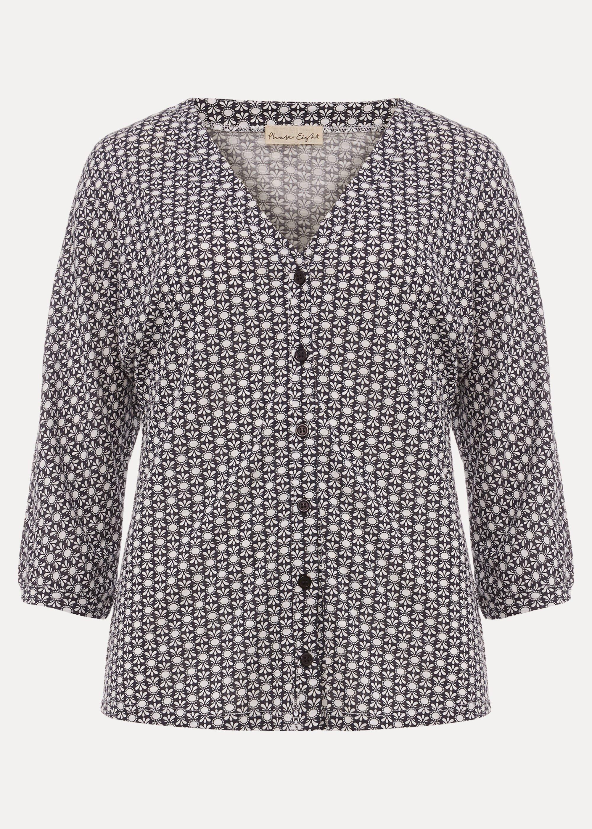Florentine Button Front Print Top