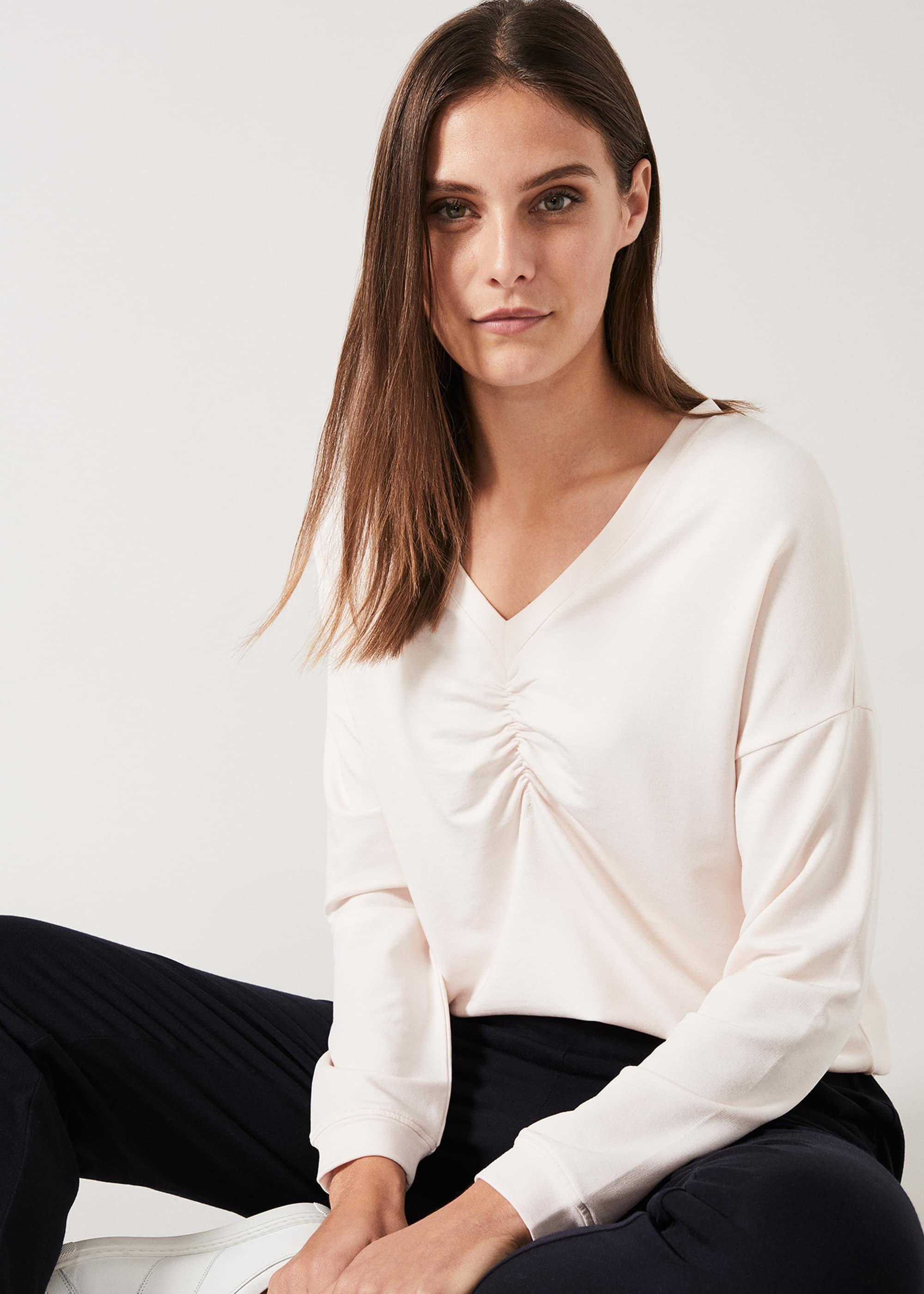 Ruched Front Sweat Top