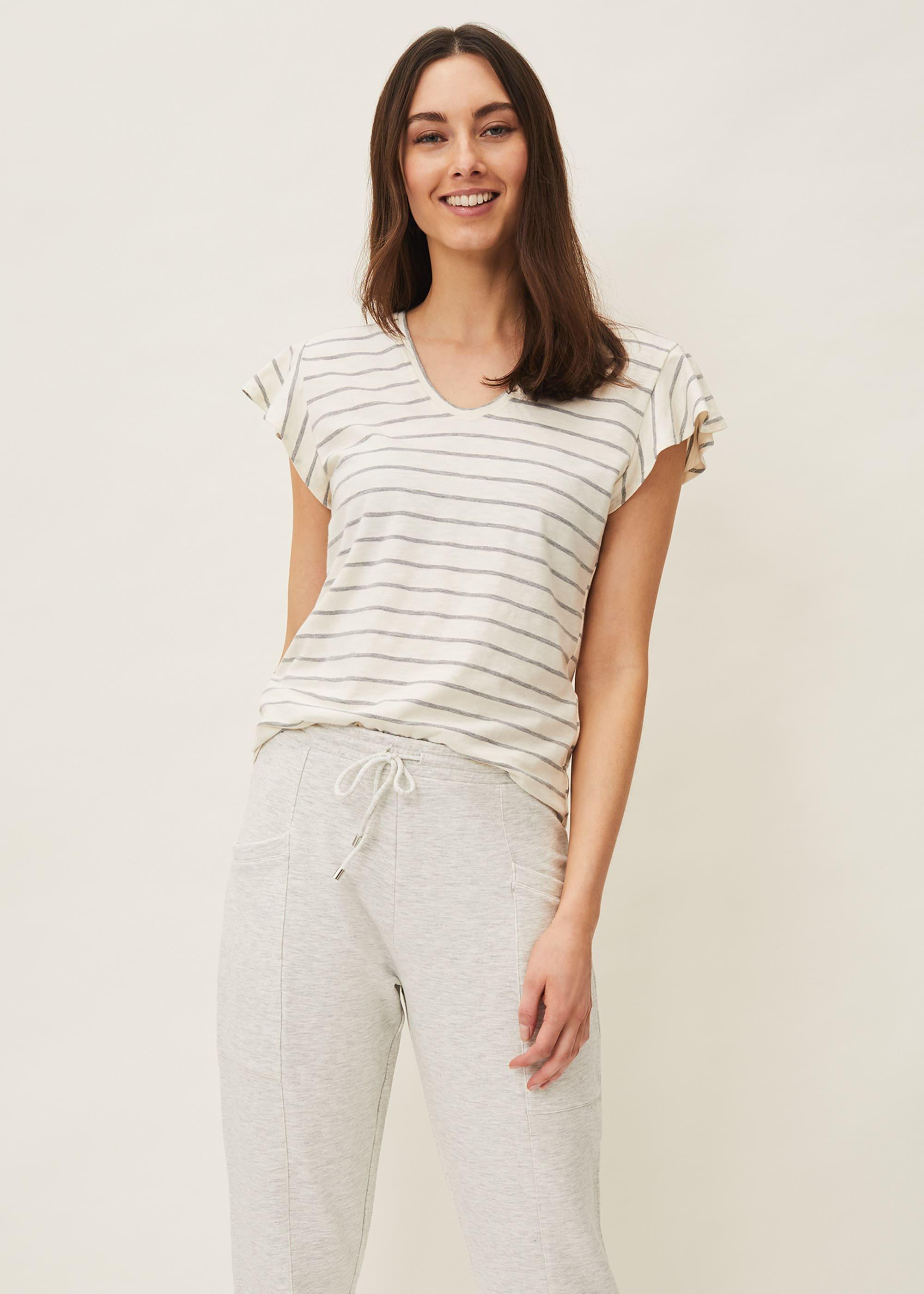 Sido Stripe Frill Sleeve Top