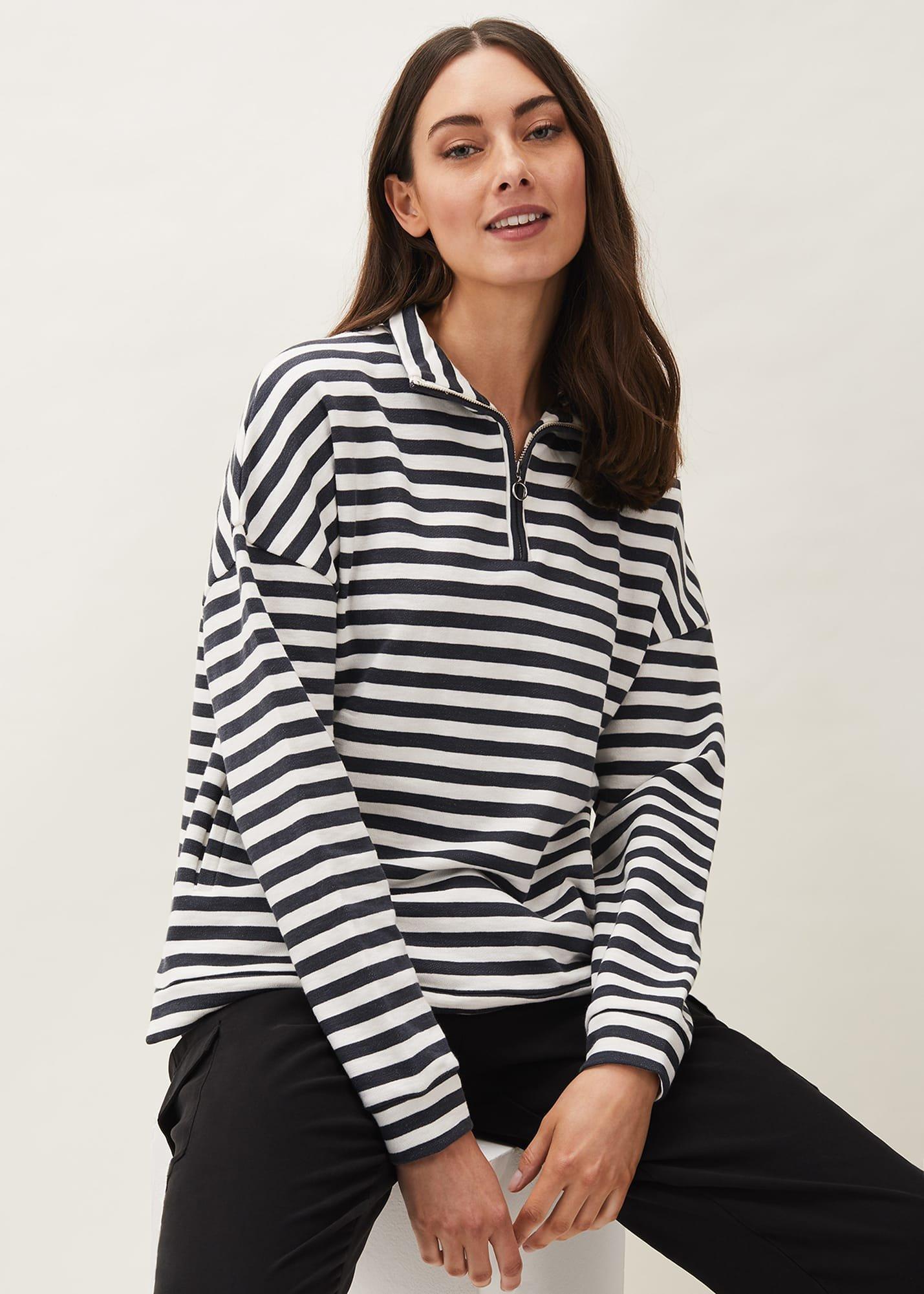 Leah Stripe Funnel Neck Top