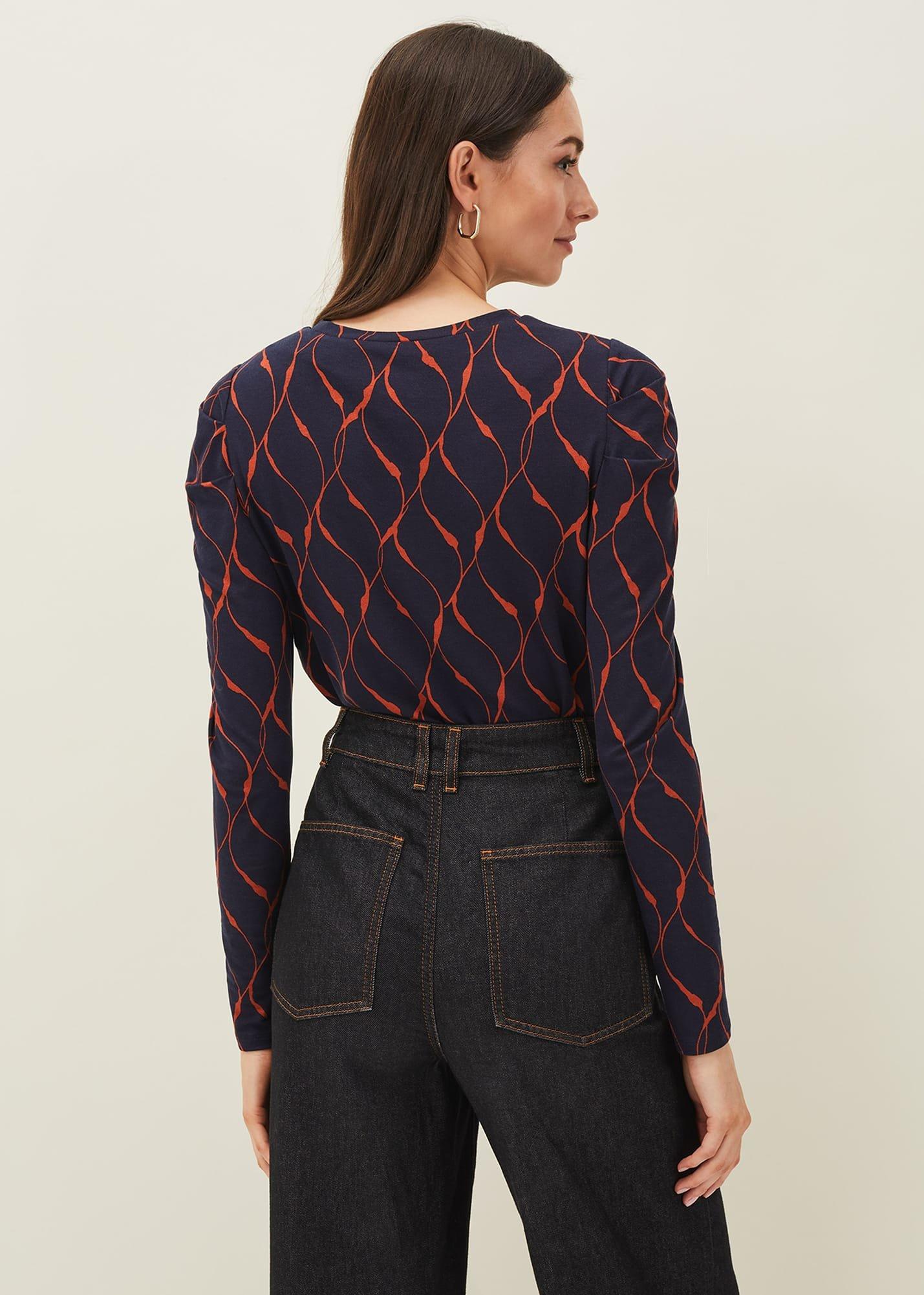 Ally Ruched Sleeve Print Top
