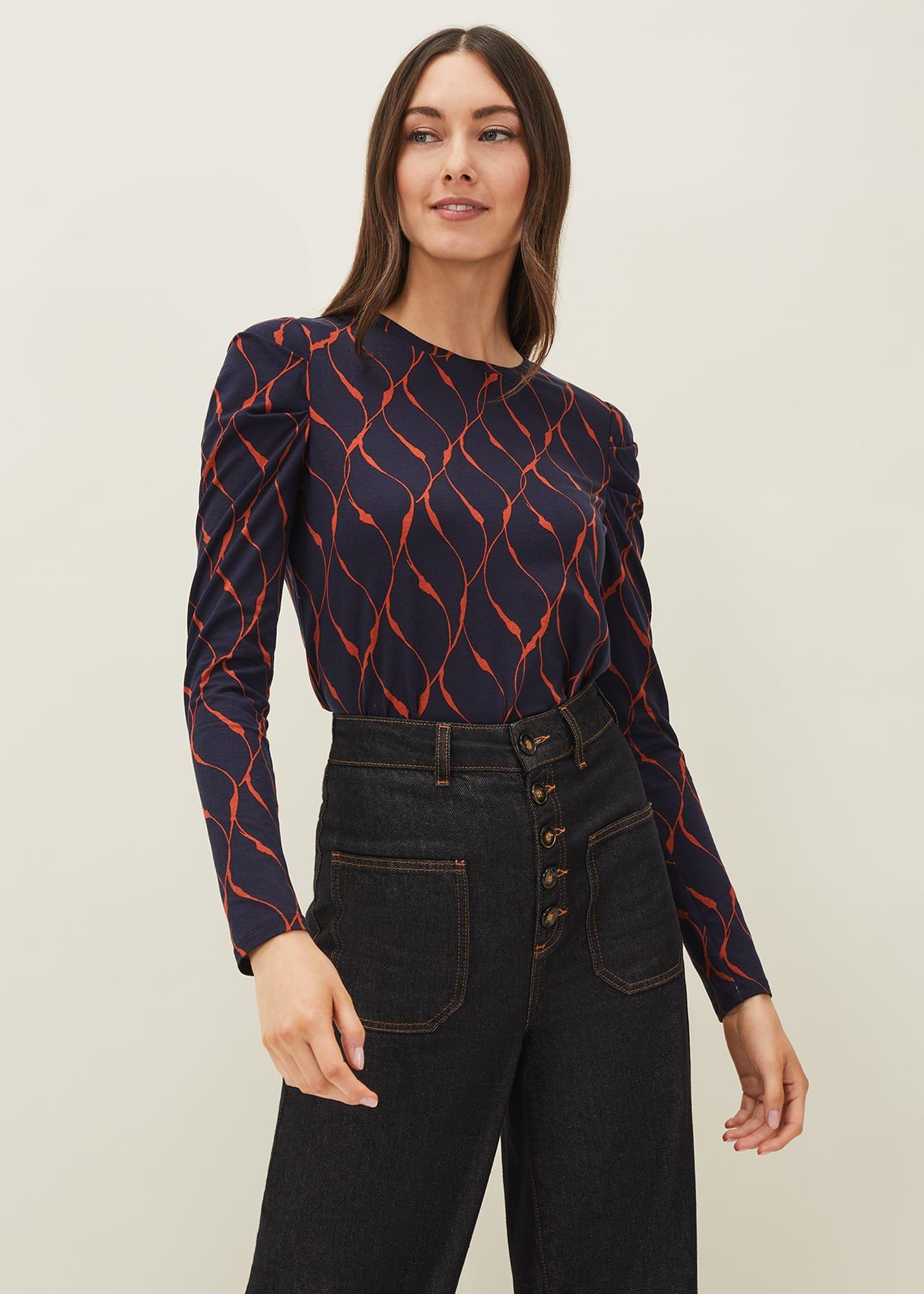 Ally Ruched Sleeve Print Top