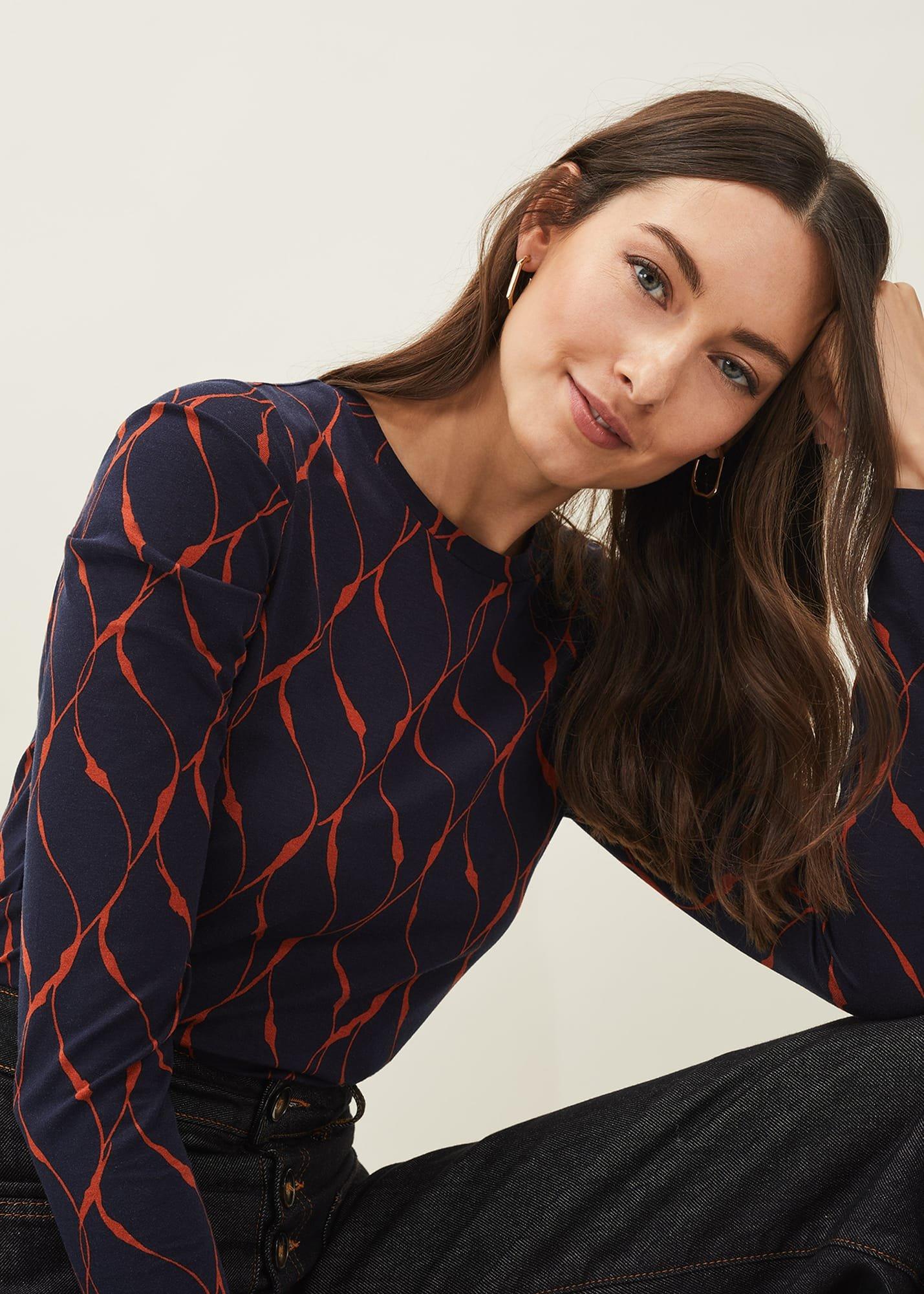 Ally Ruched Sleeve Print Top