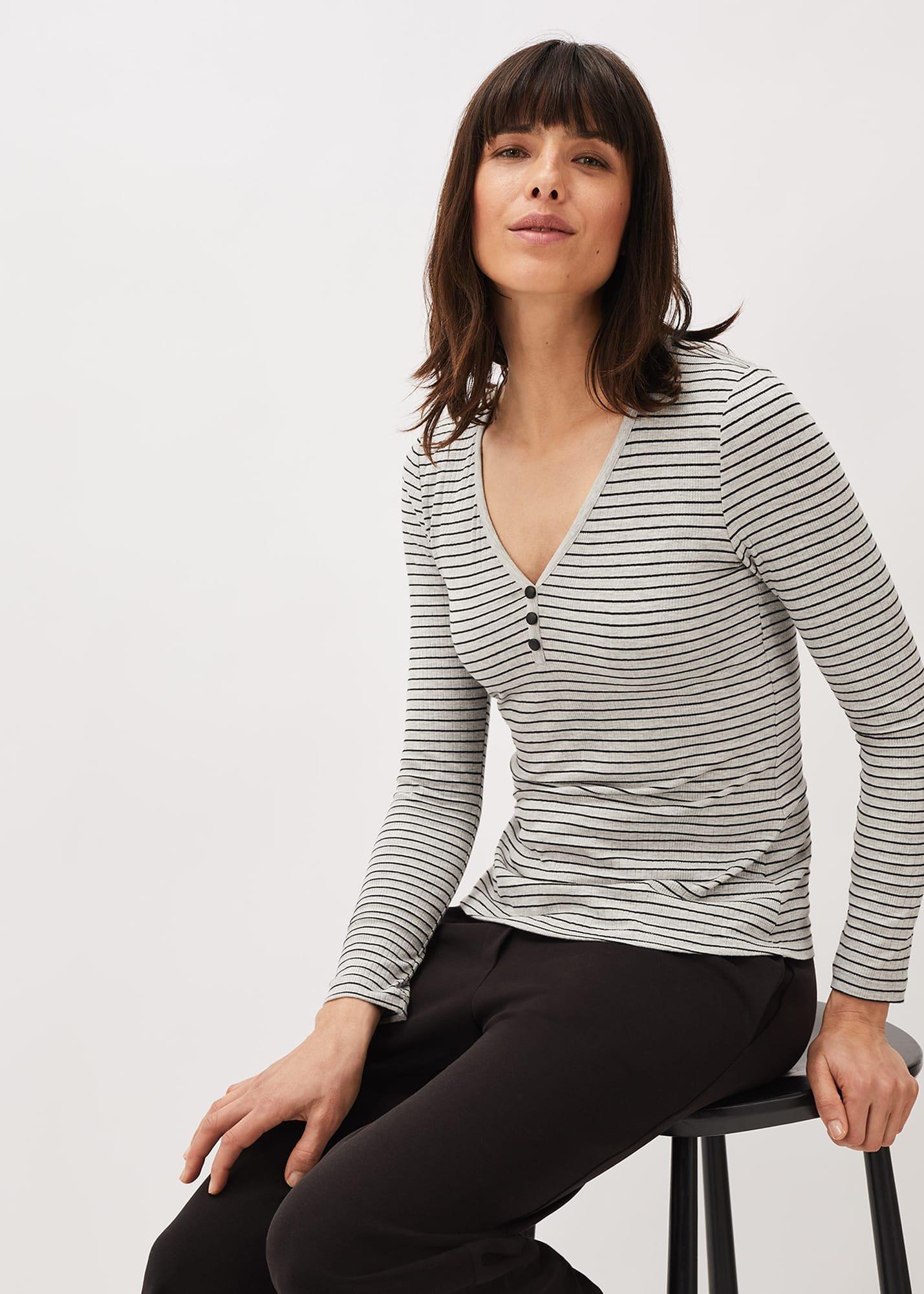 Siona Stripe Ribbed Jersey Top