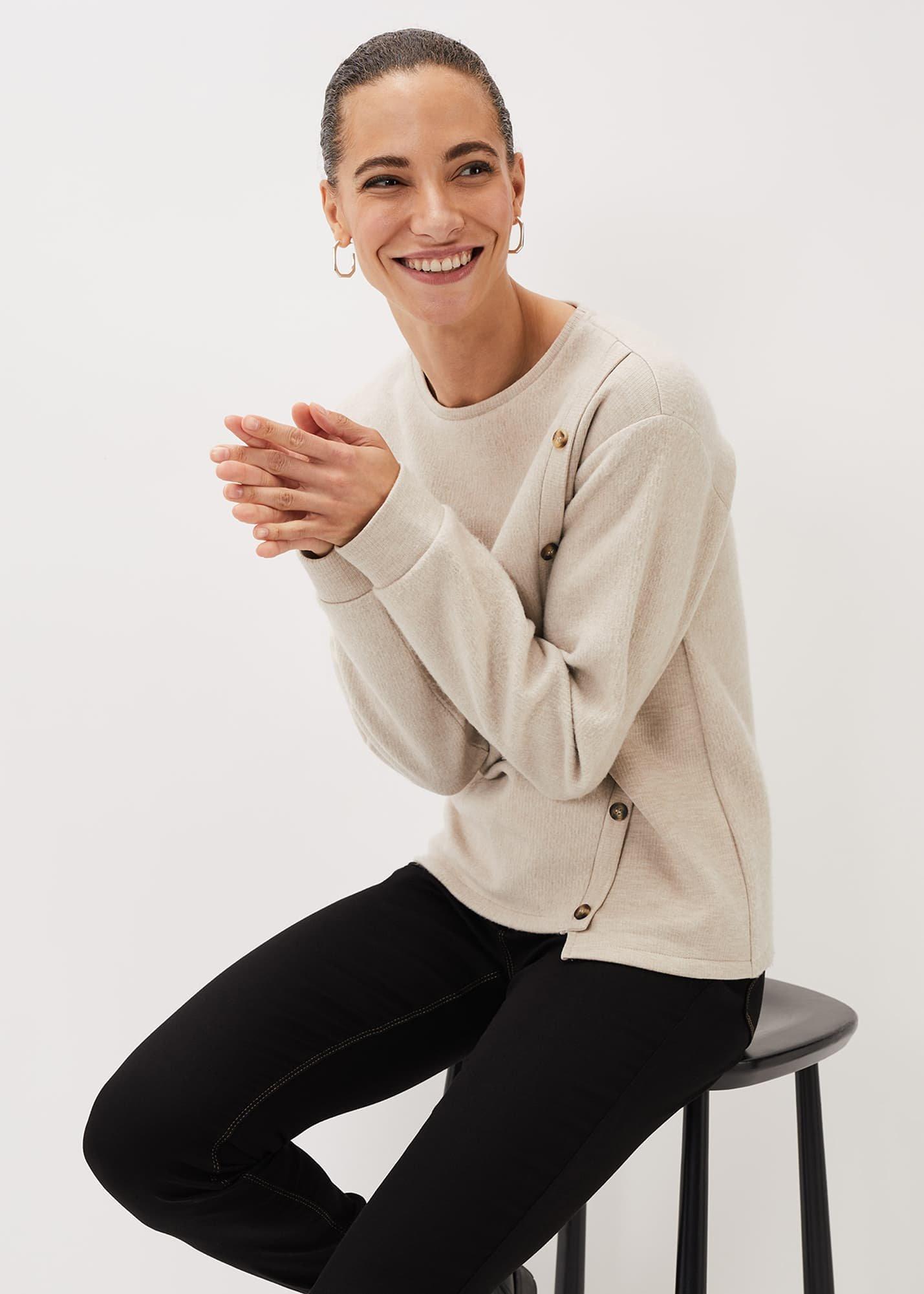Dasha Button Detail Asymmetric Hem Top