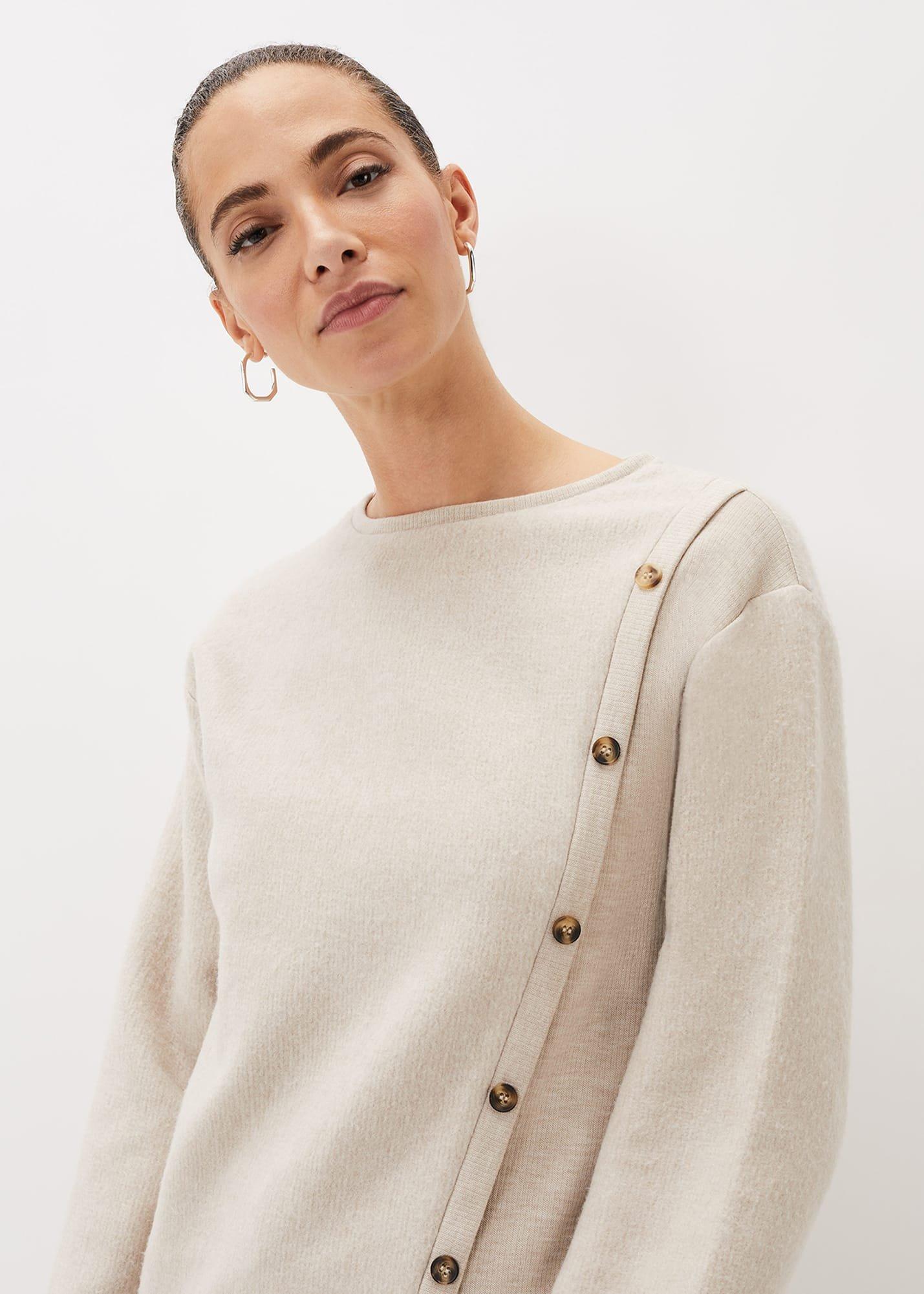 Dasha Button Detail Asymmetric Hem Top