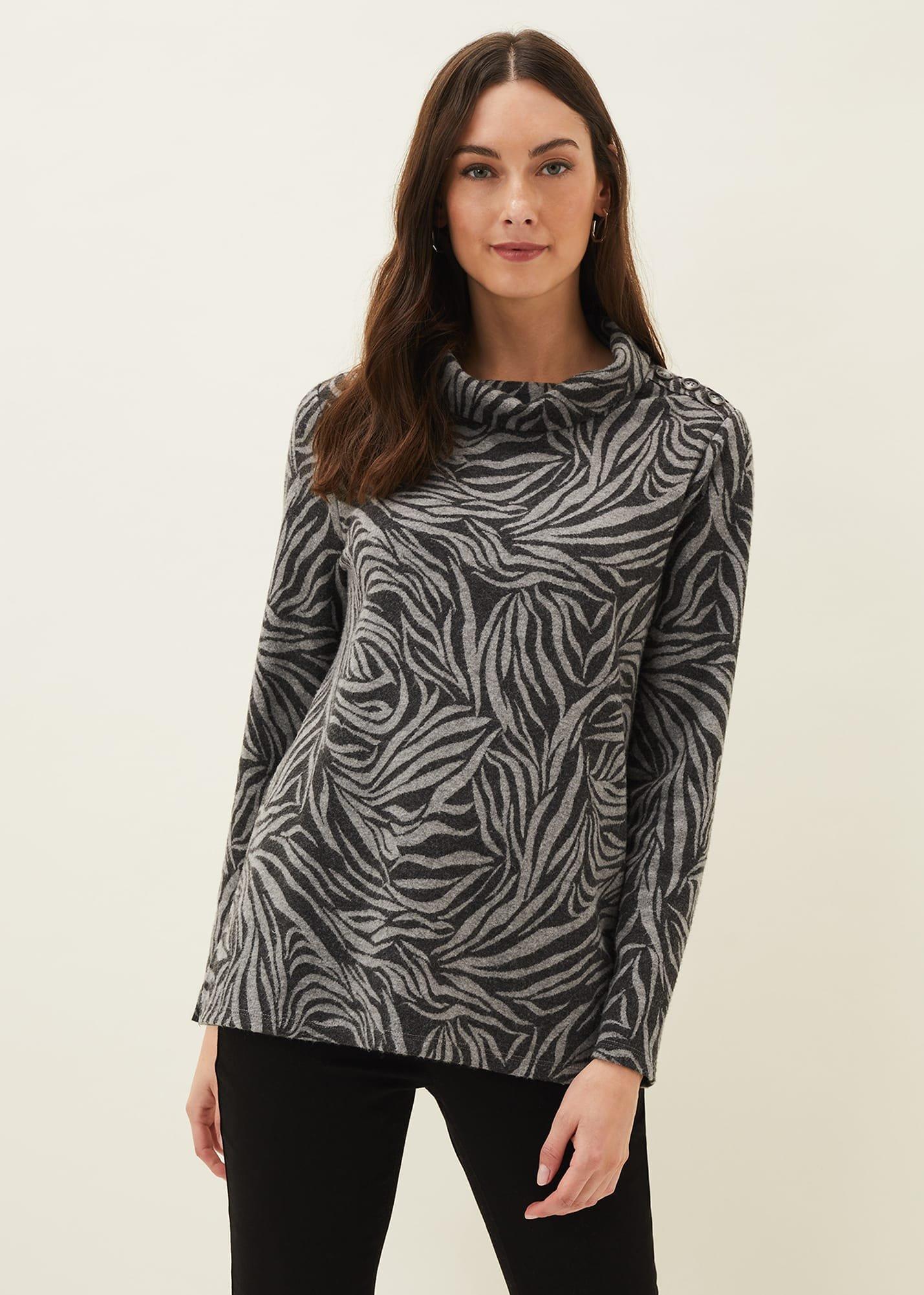 Nerissa Animal Print Roll Neck Top