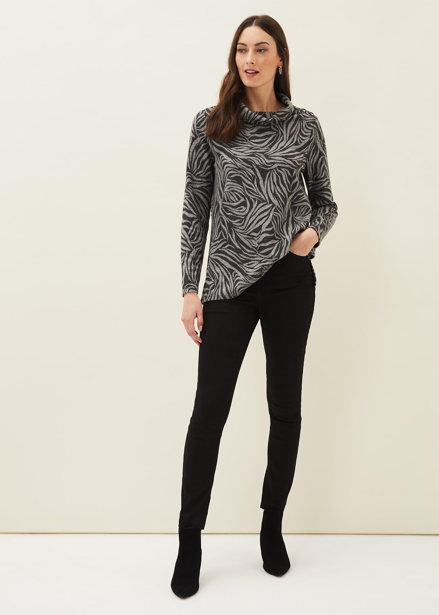 Nerissa Animal Print Roll Neck Top