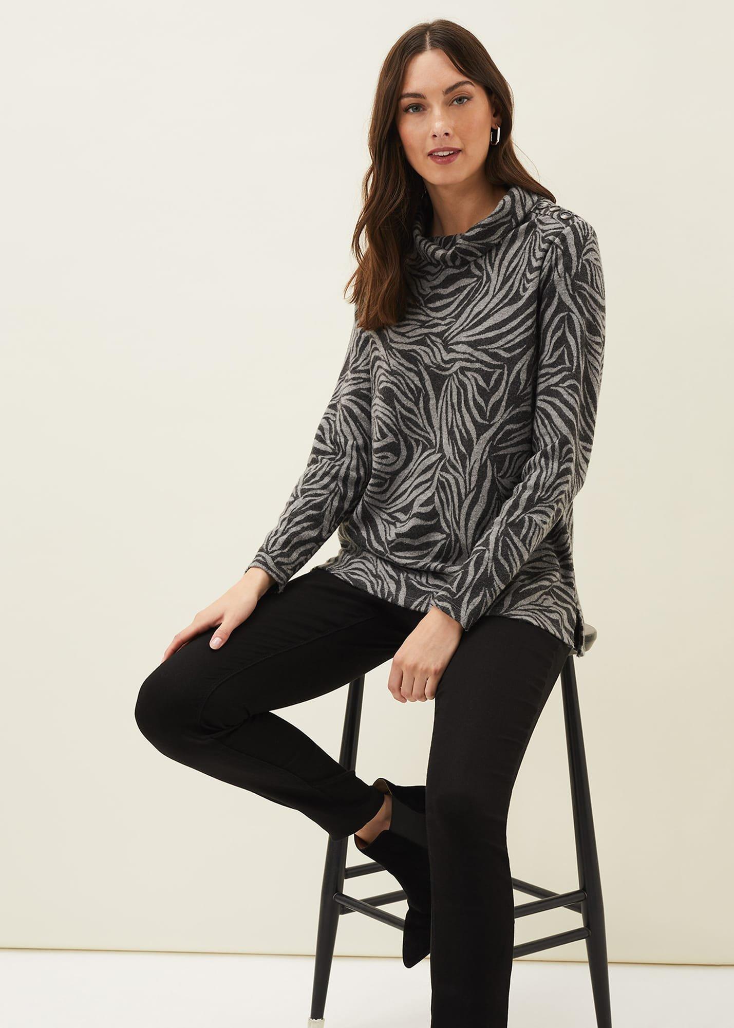 Nerissa Animal Print Roll Neck Top