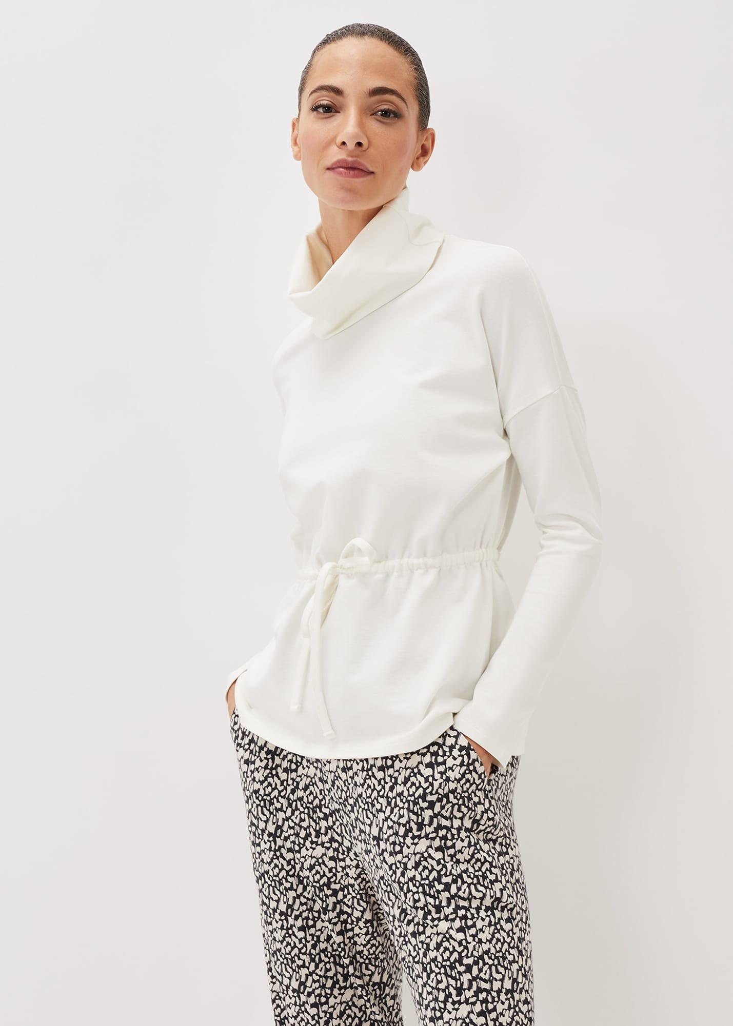 Cathi Ruched Waist Funnel Neck Sweatshirt