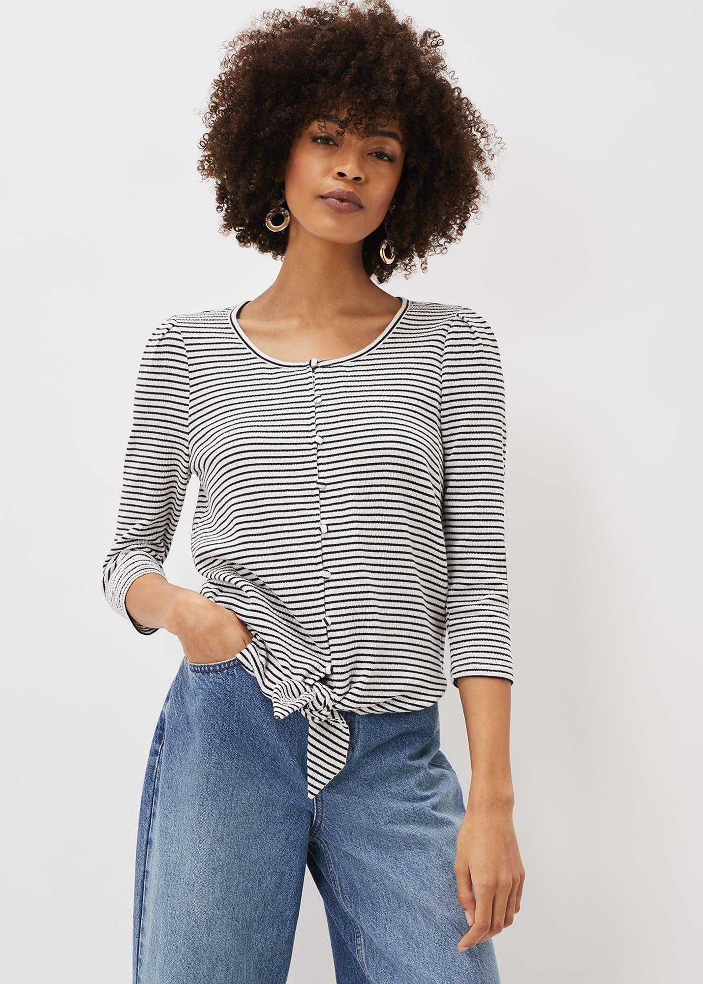 Zalika Stripe Tie Front Top