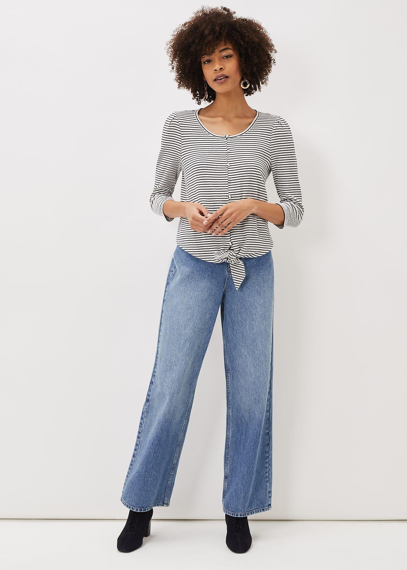 Zalika Stripe Tie Front Top