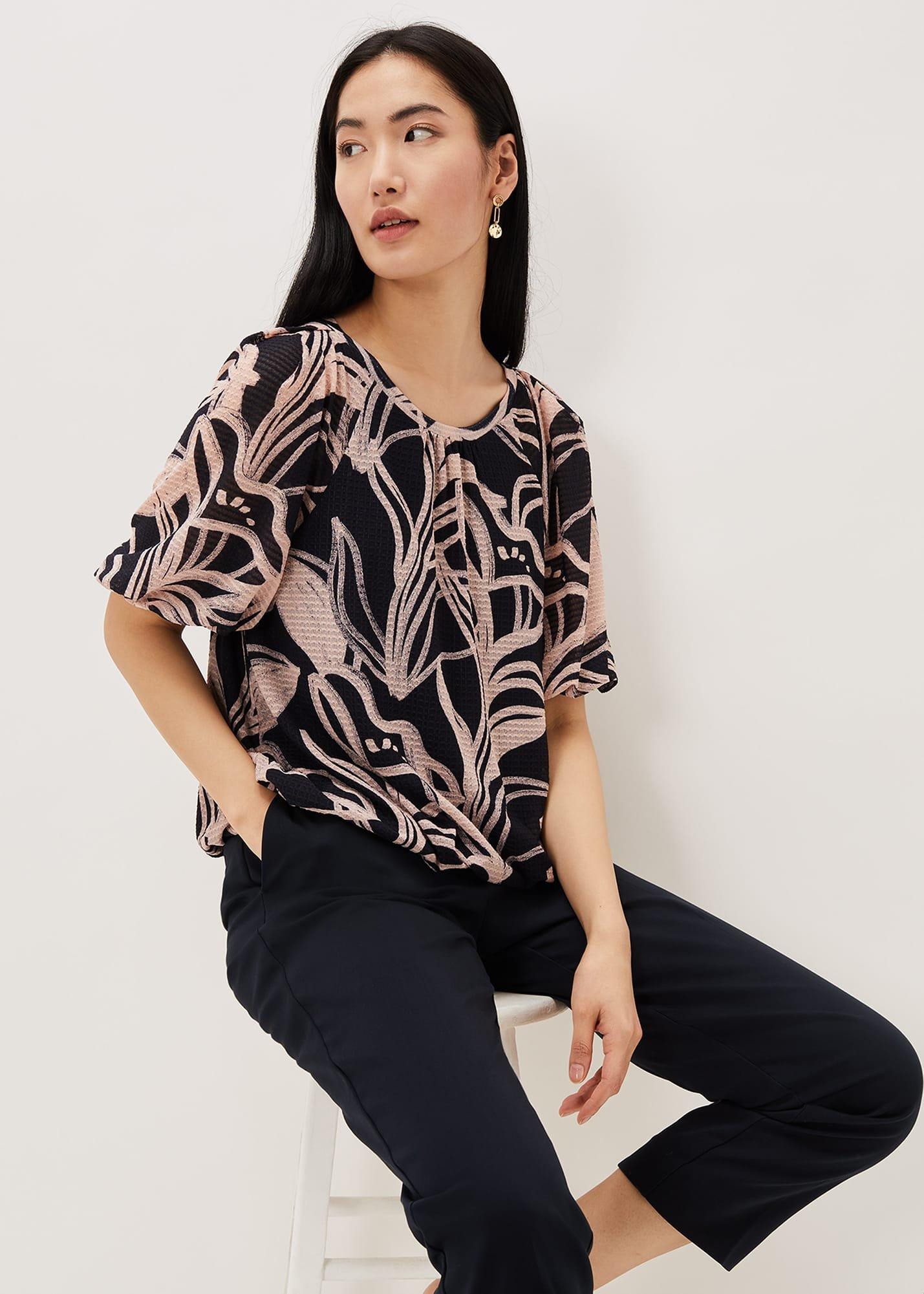 Meda Print Balloon Sleeve Top
