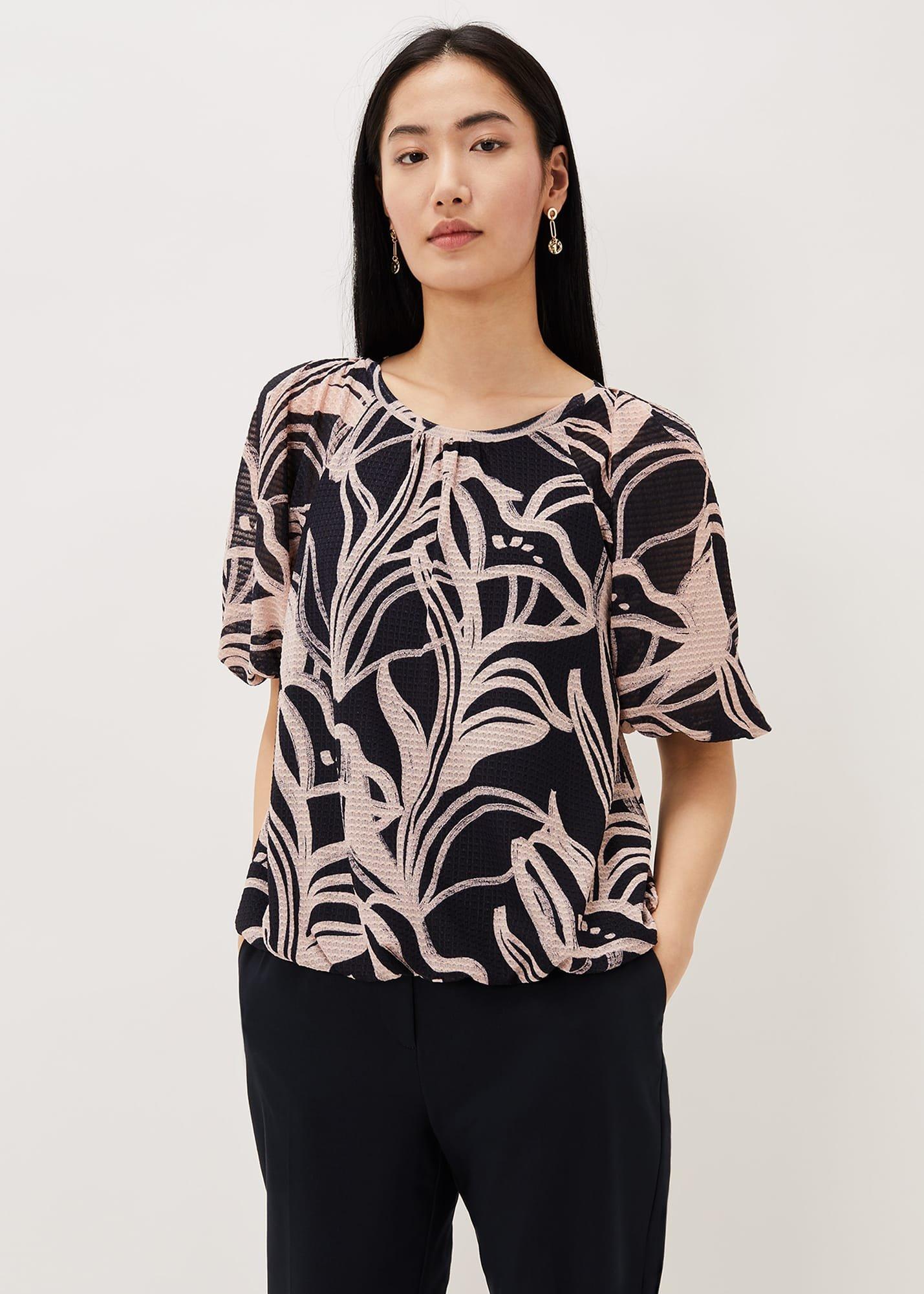 Meda Print Balloon Sleeve Top