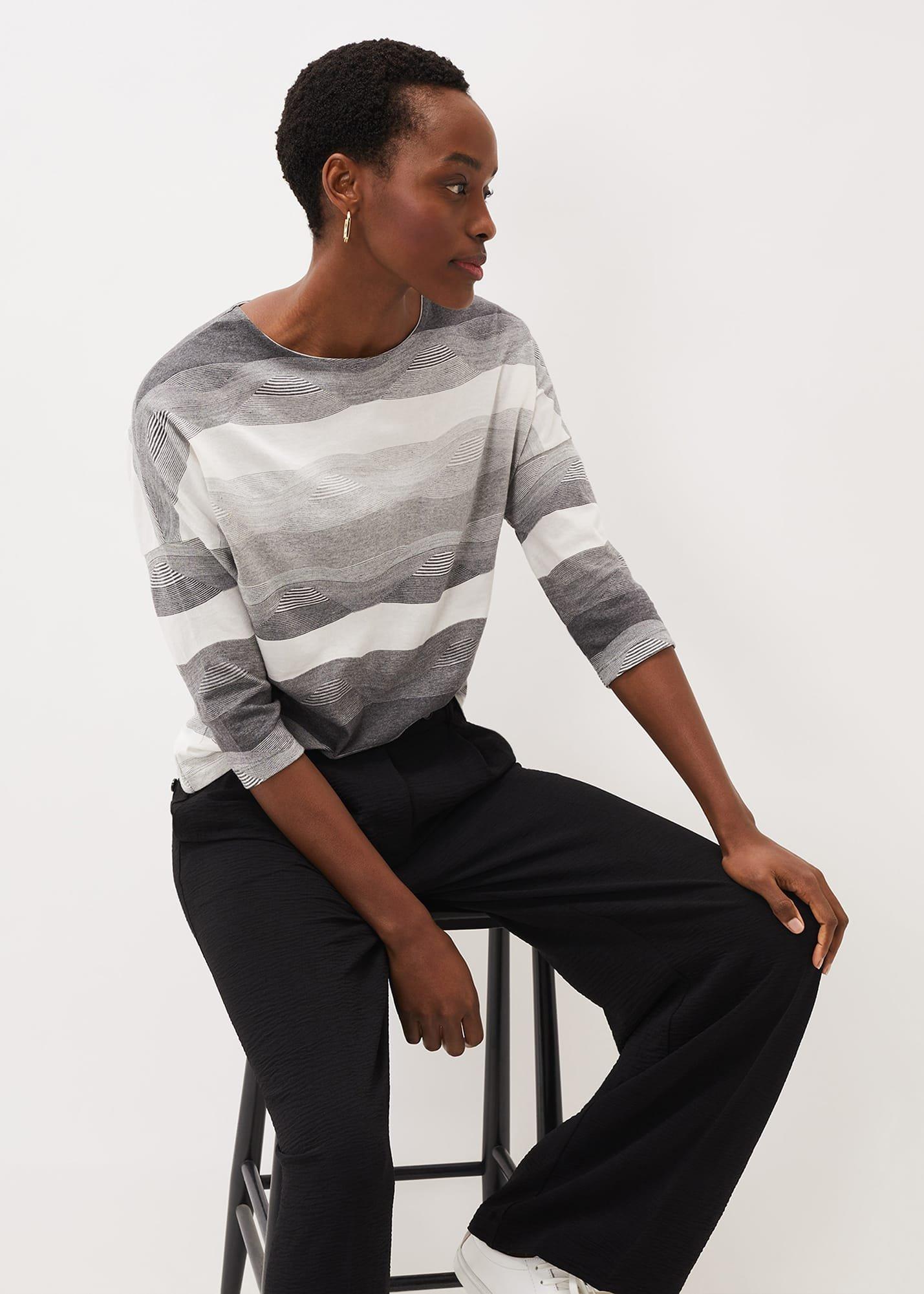 Jacquard Wave Print Jersey Top