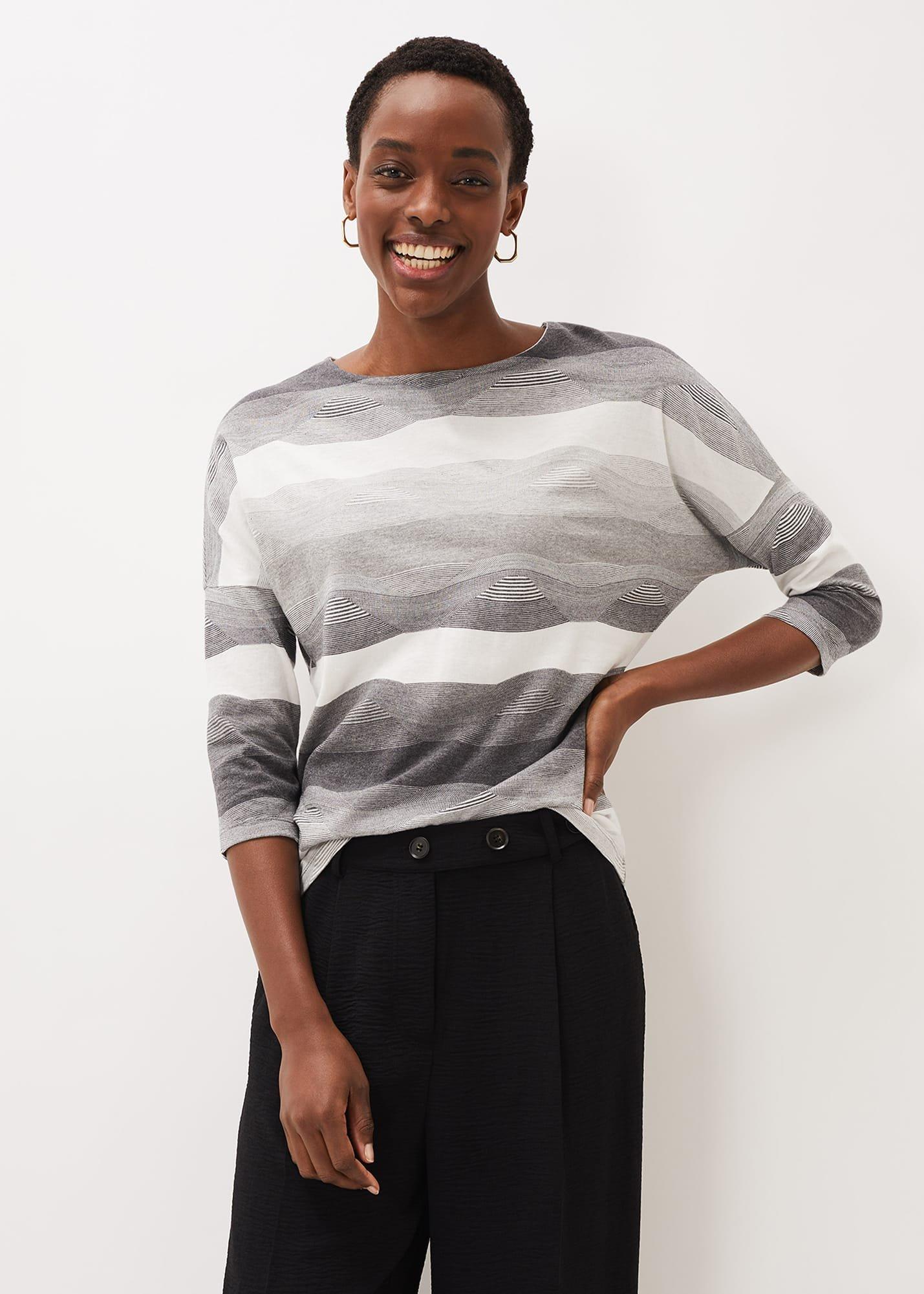 Jacquard Wave Print Jersey Top