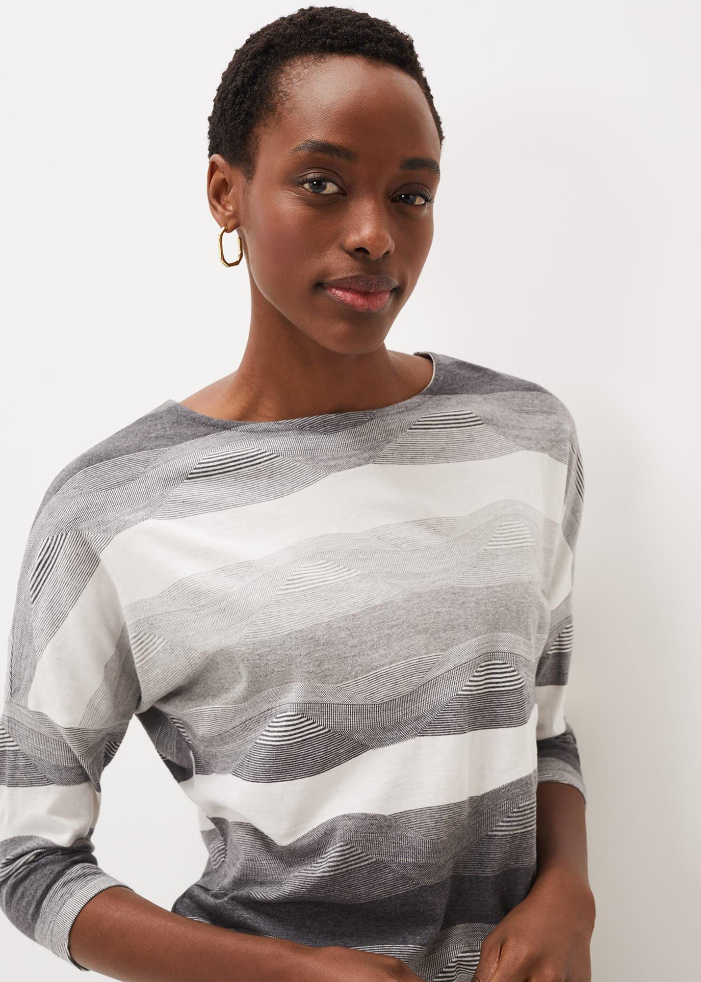 Jacquard Wave Print Jersey Top