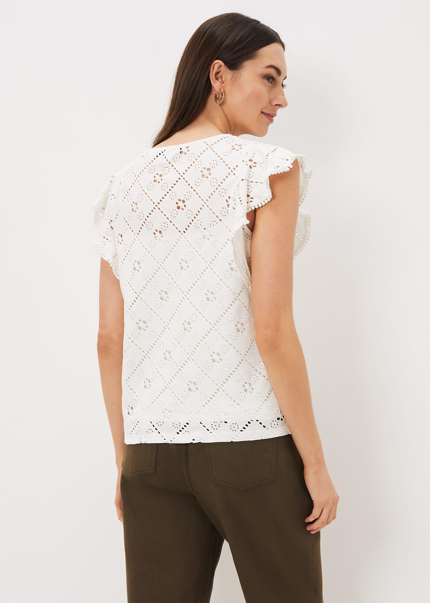 Guilana Cotton Frill Sleeve Lace Top