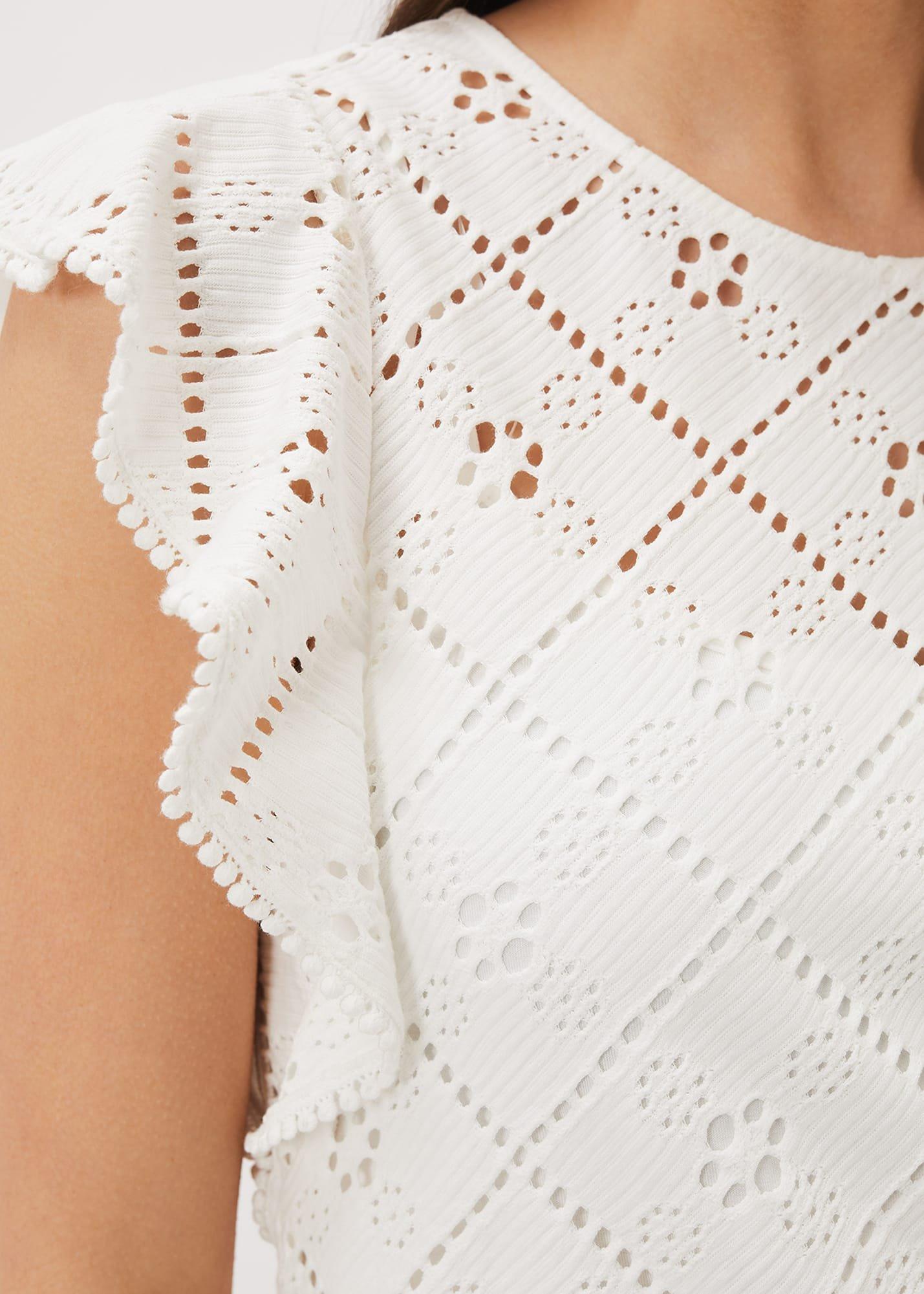 Guilana Cotton Frill Sleeve Lace Top