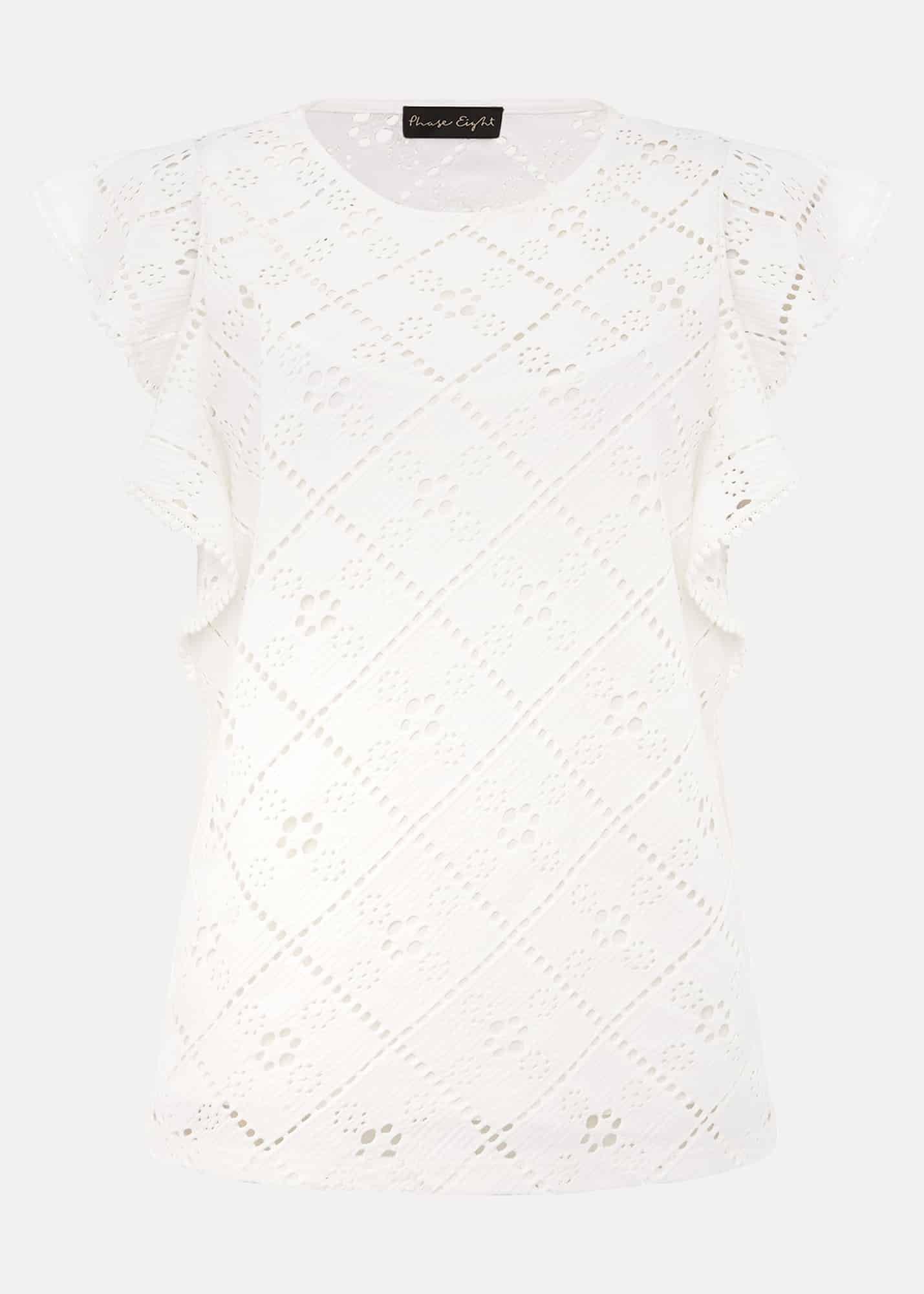 Guilana Cotton Frill Sleeve Lace Top