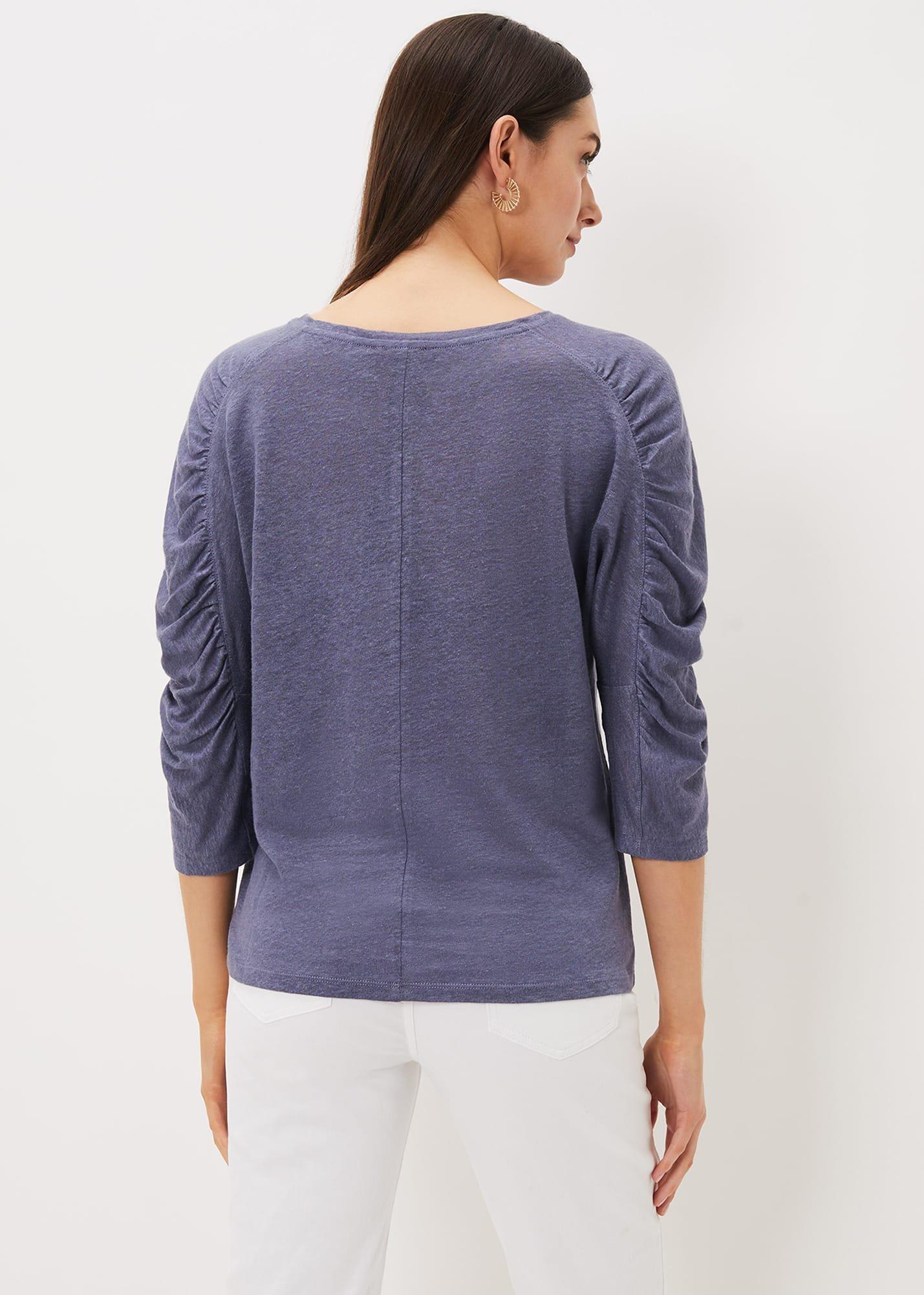 Briana Ruched Sleeve Linen Top
