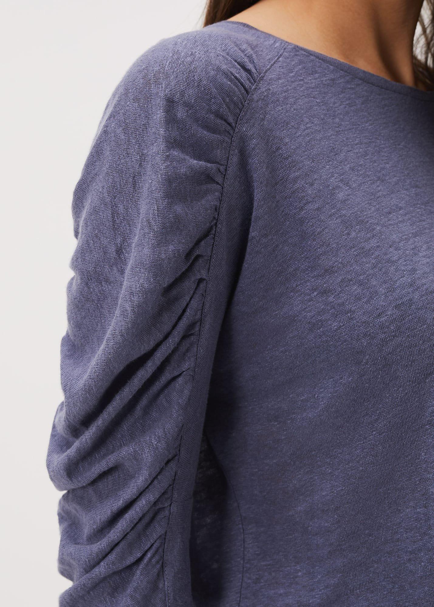 Briana Ruched Sleeve Linen Top