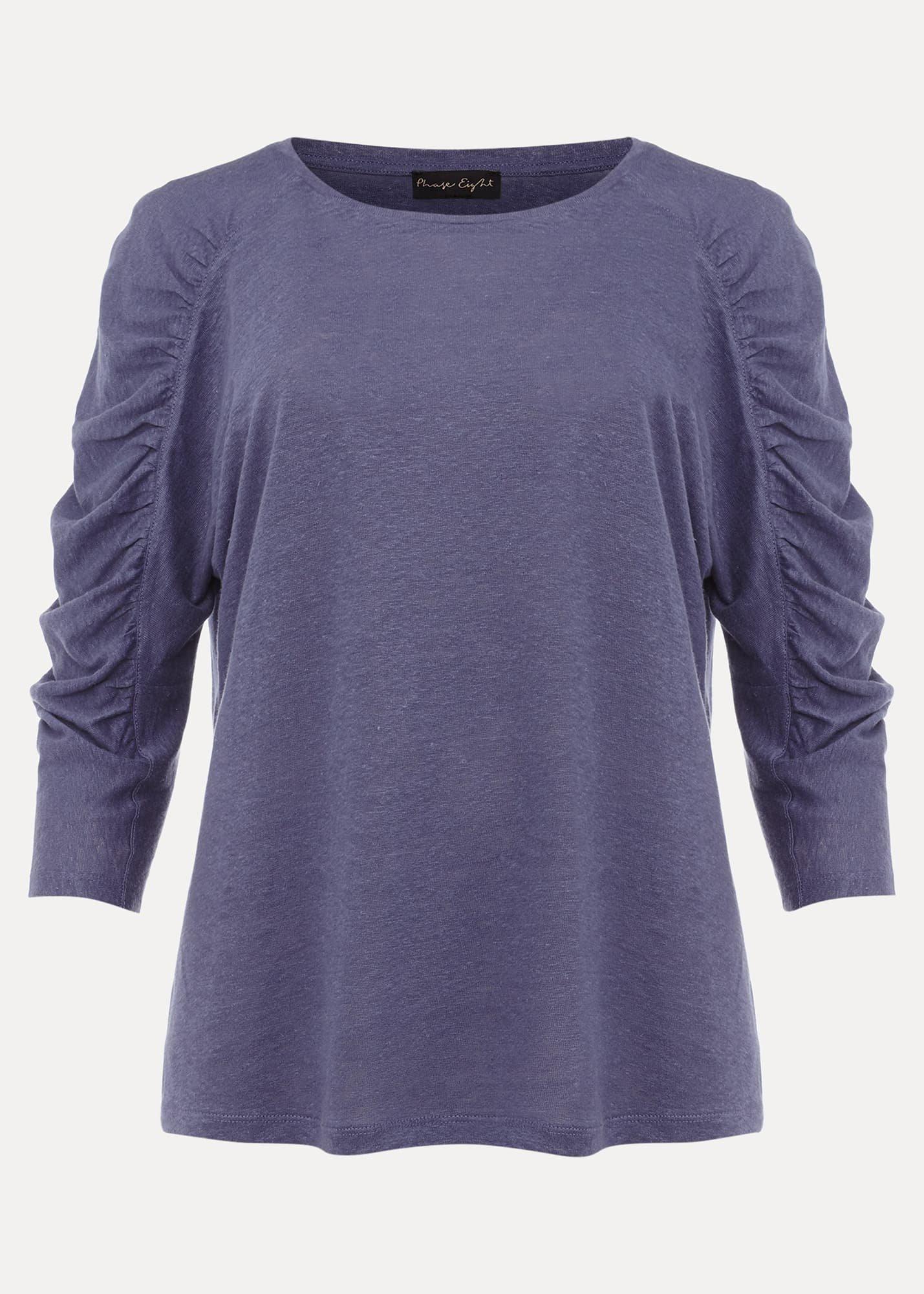 Briana Ruched Sleeve Linen Top