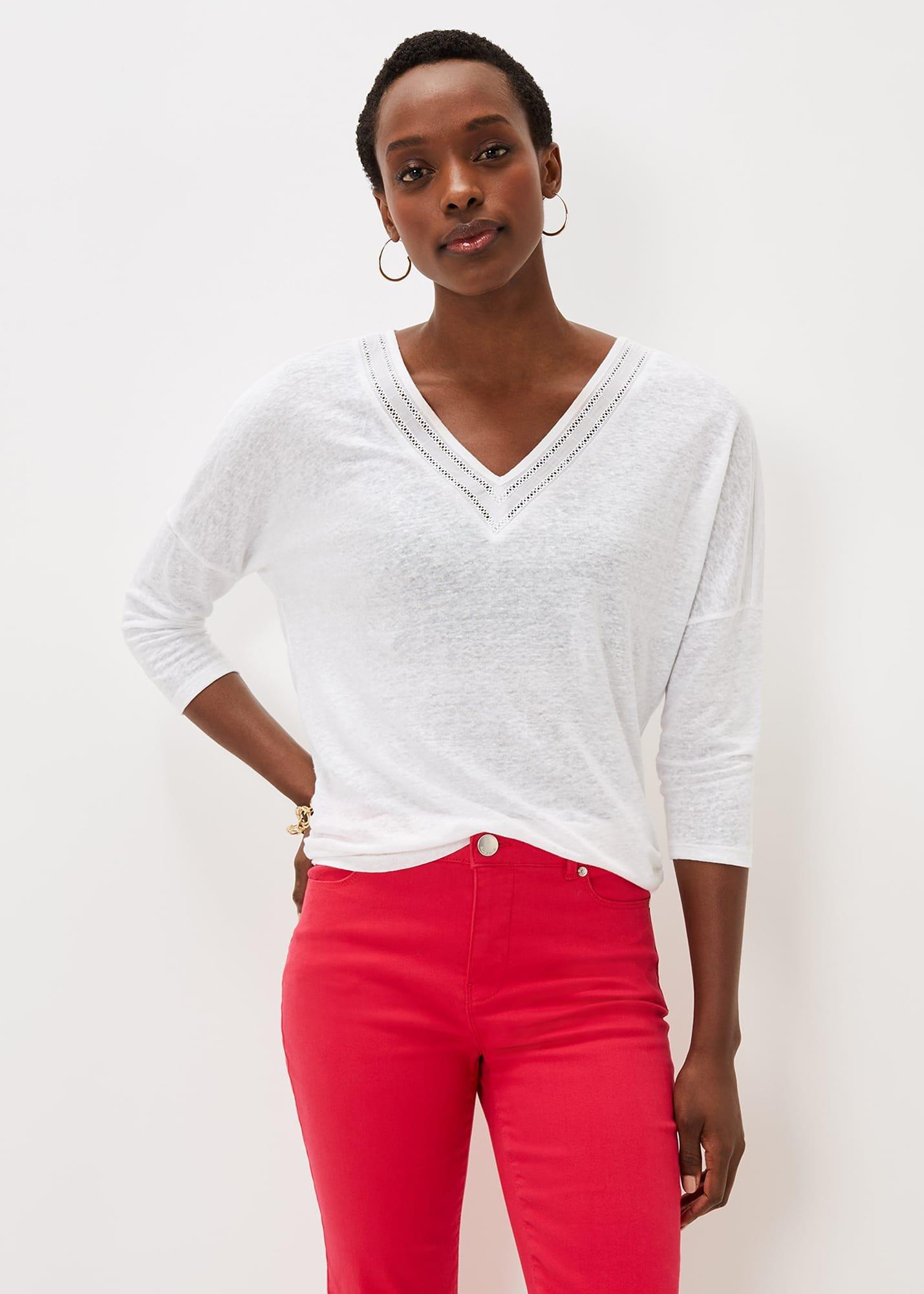 Kaitlyn V Neck Linen Top