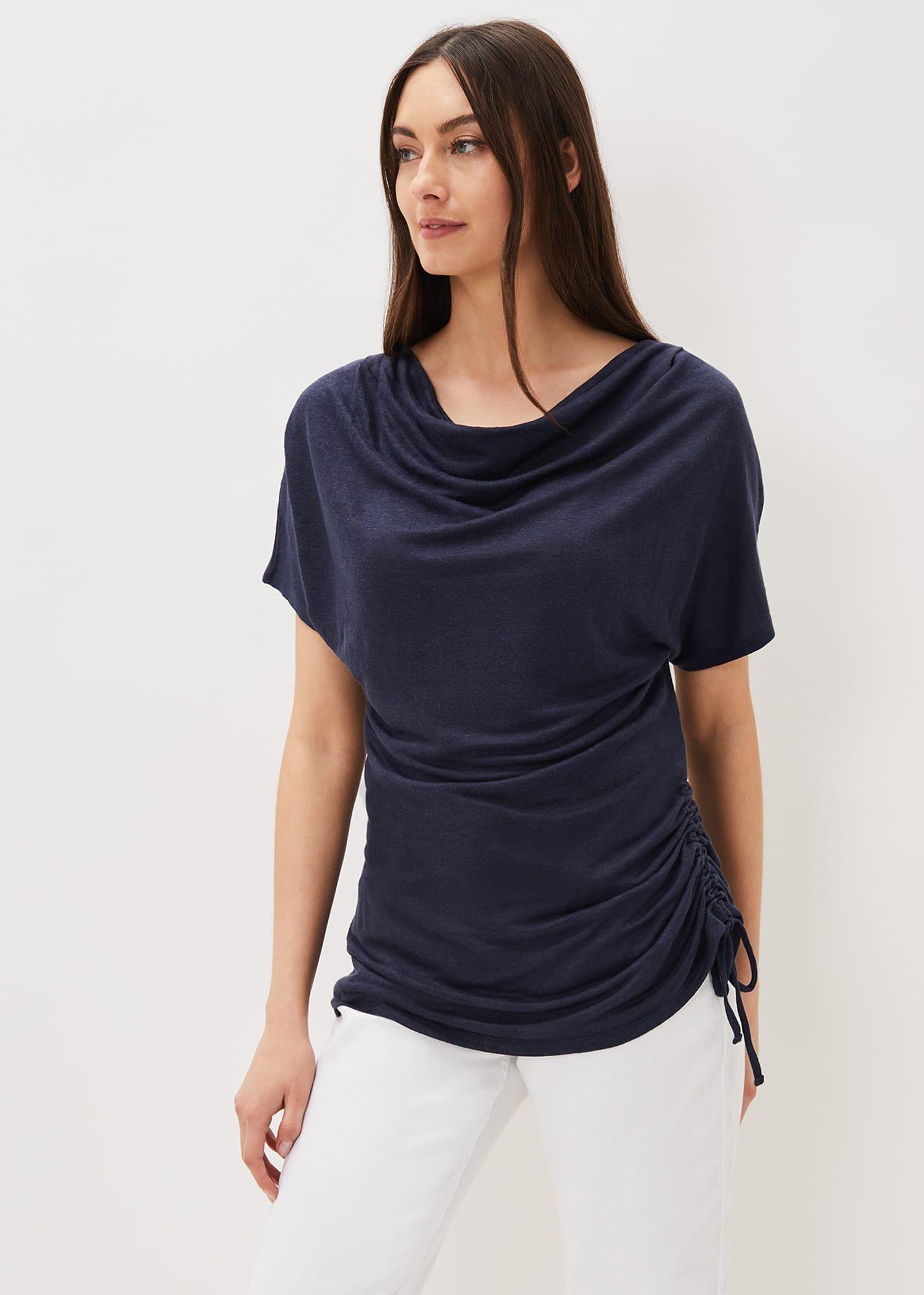 Lea Longline Ruched Linen Top
