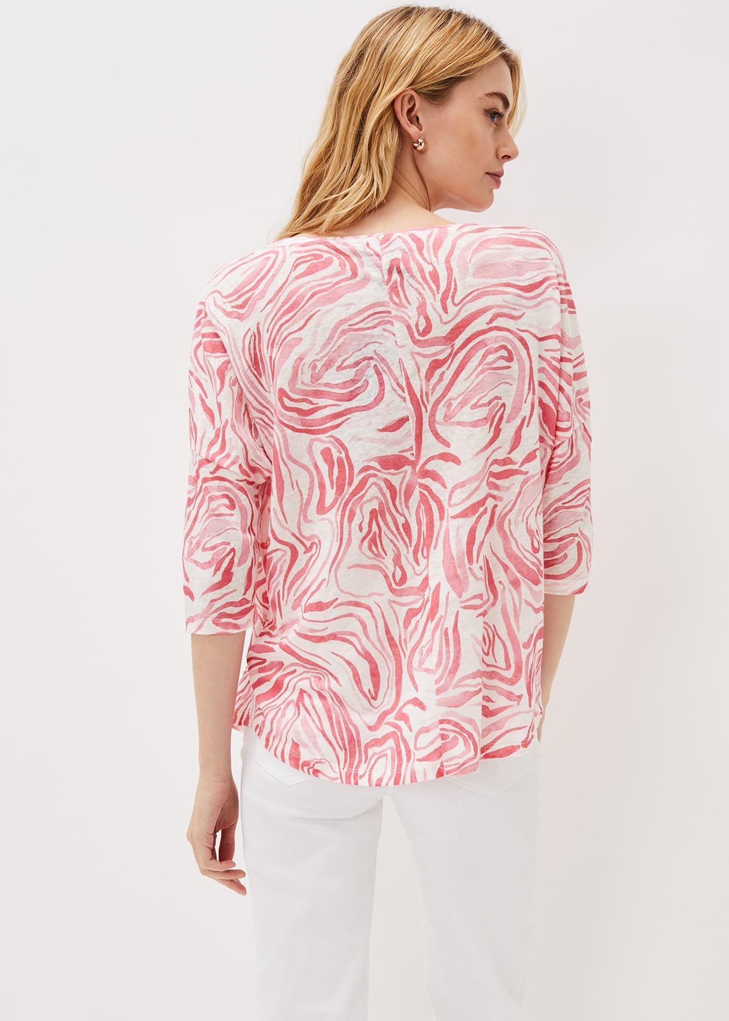 Moire Linen Print Top