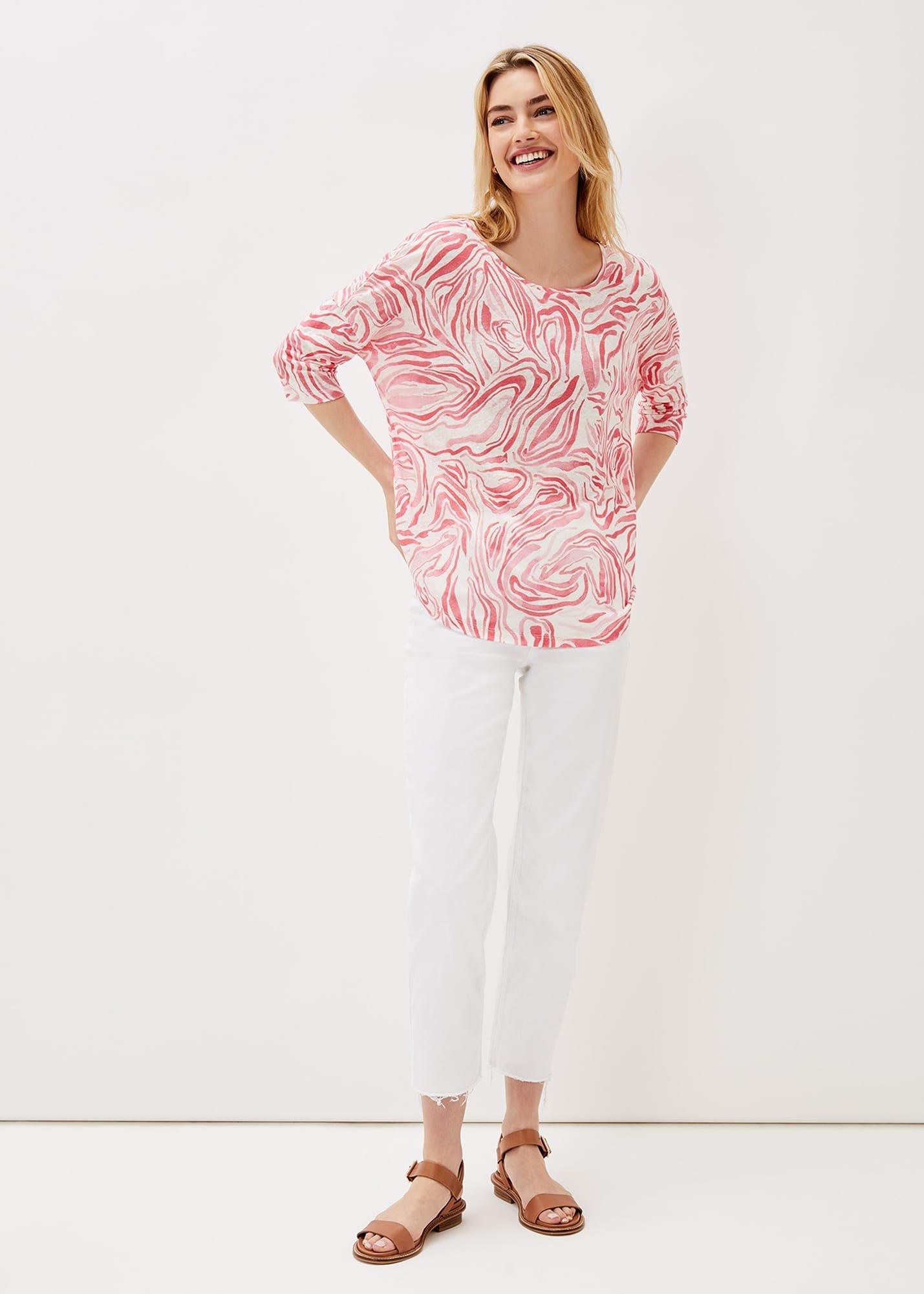 Moire Linen Print Top