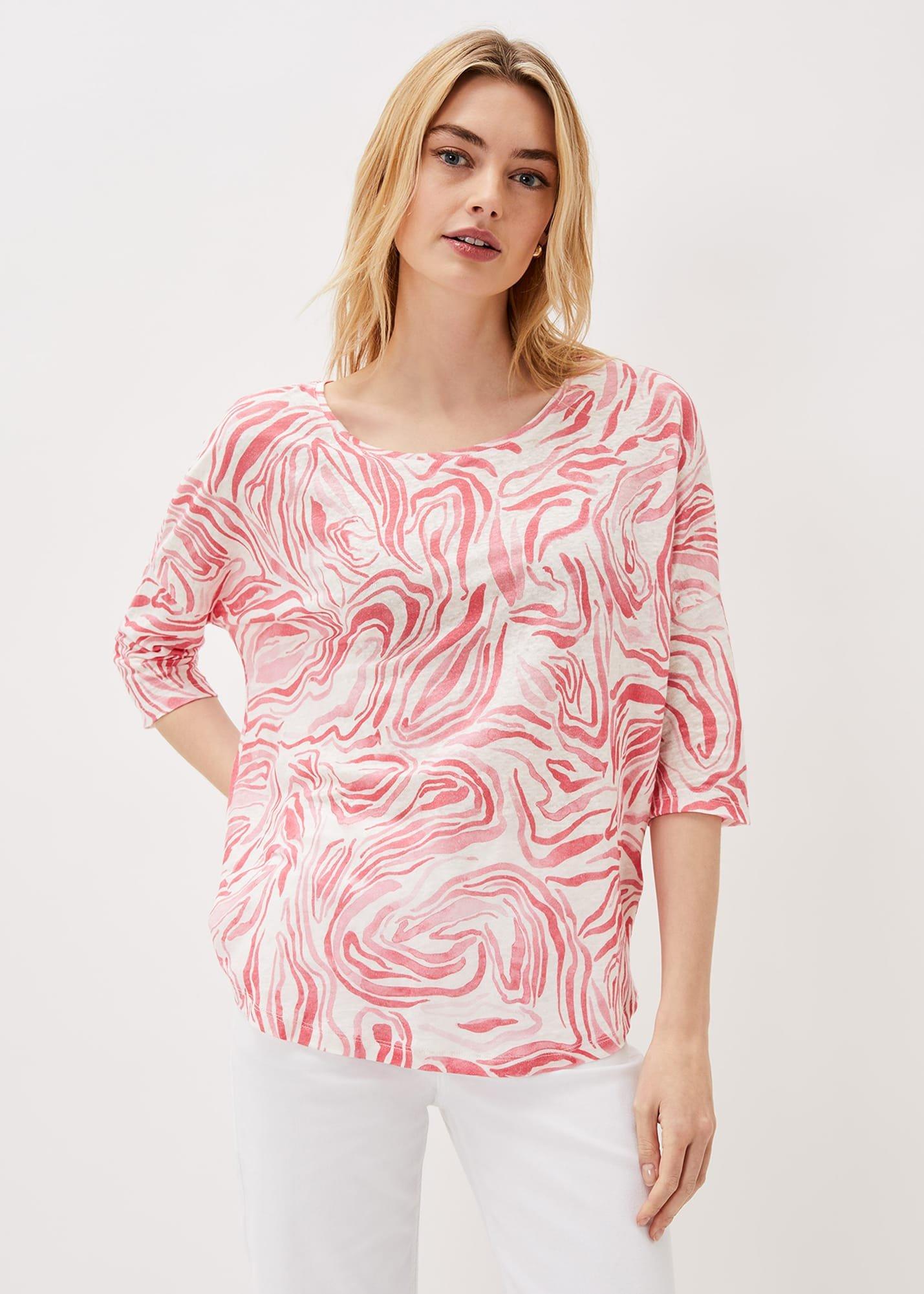 Moire Linen Print Top