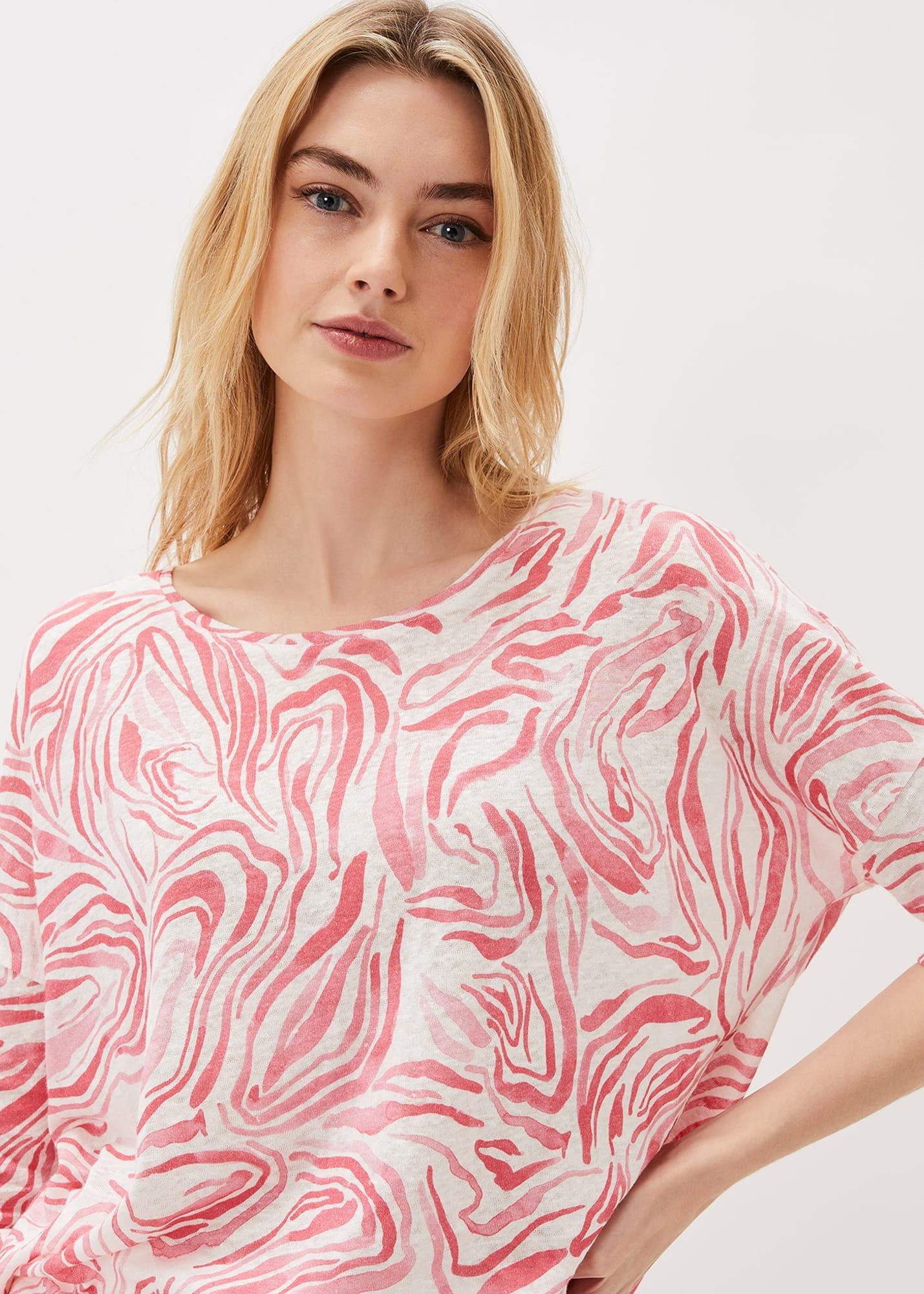 Moire Linen Print Top
