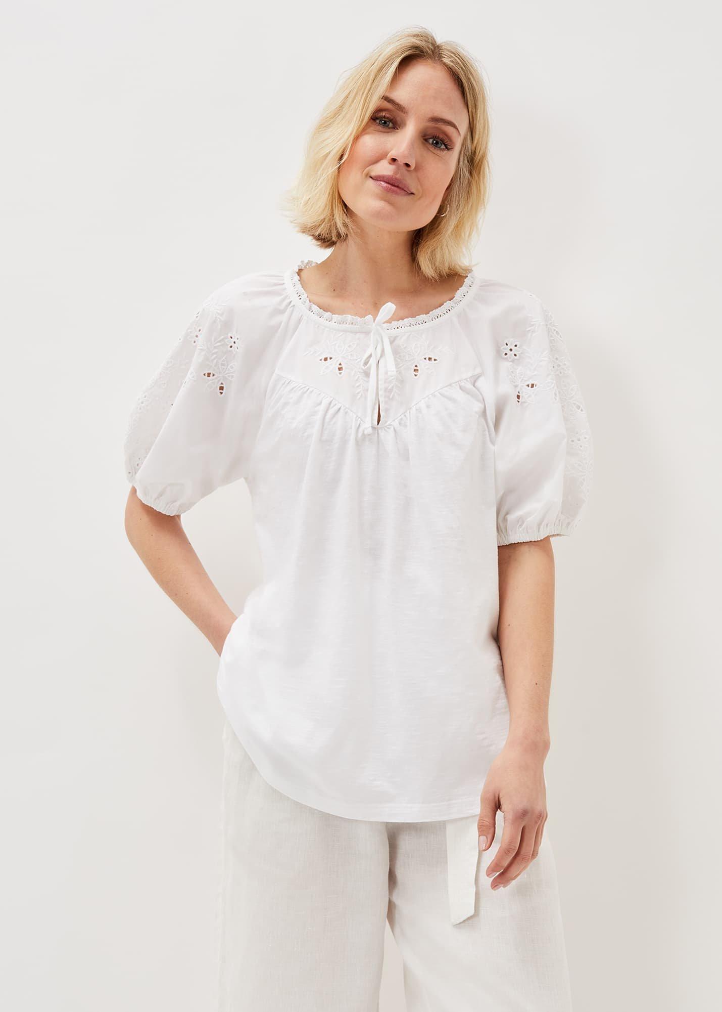 Floella Embroidered Sleeve Jersey Top