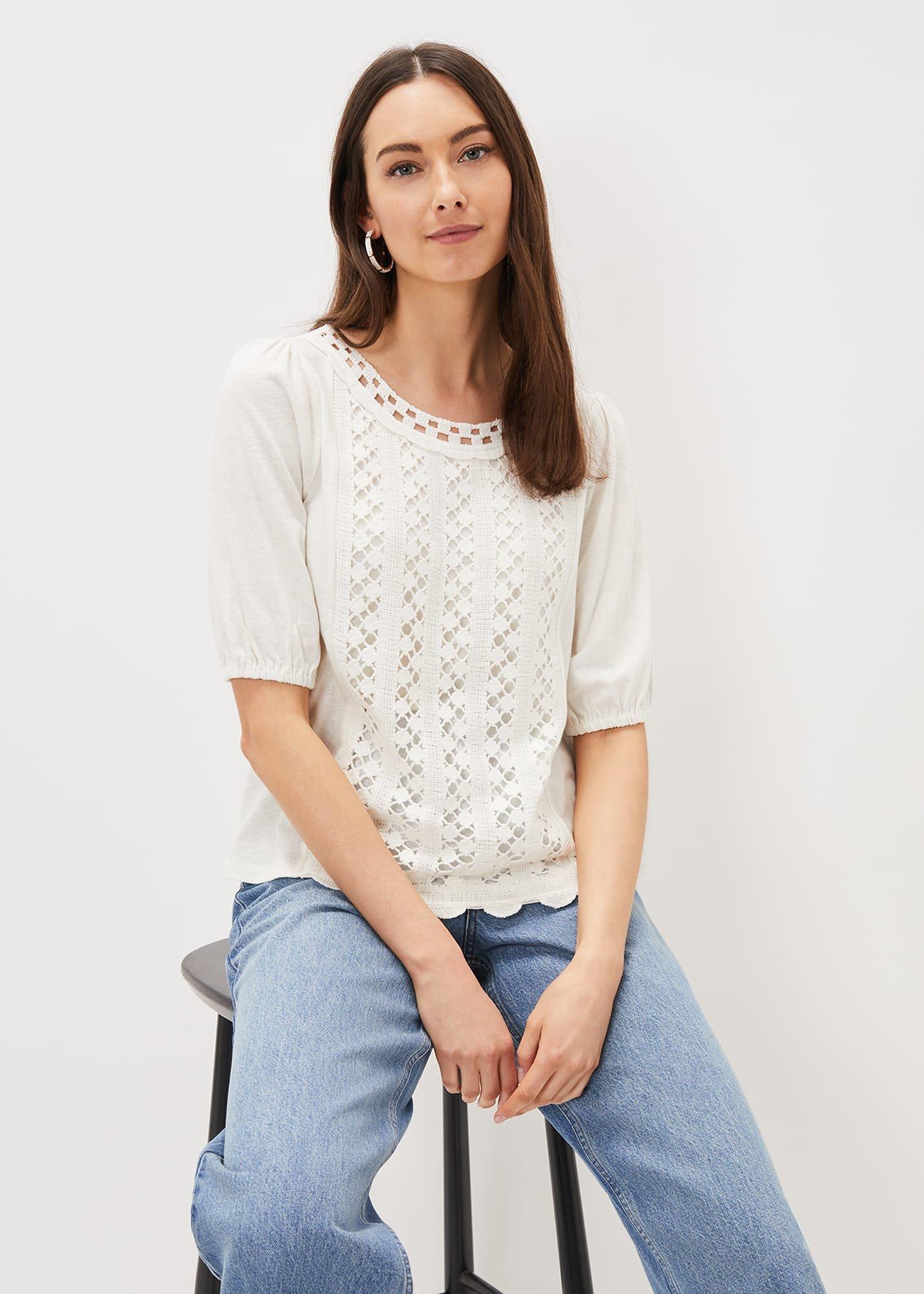 Jillian Crochet Front Slub Top