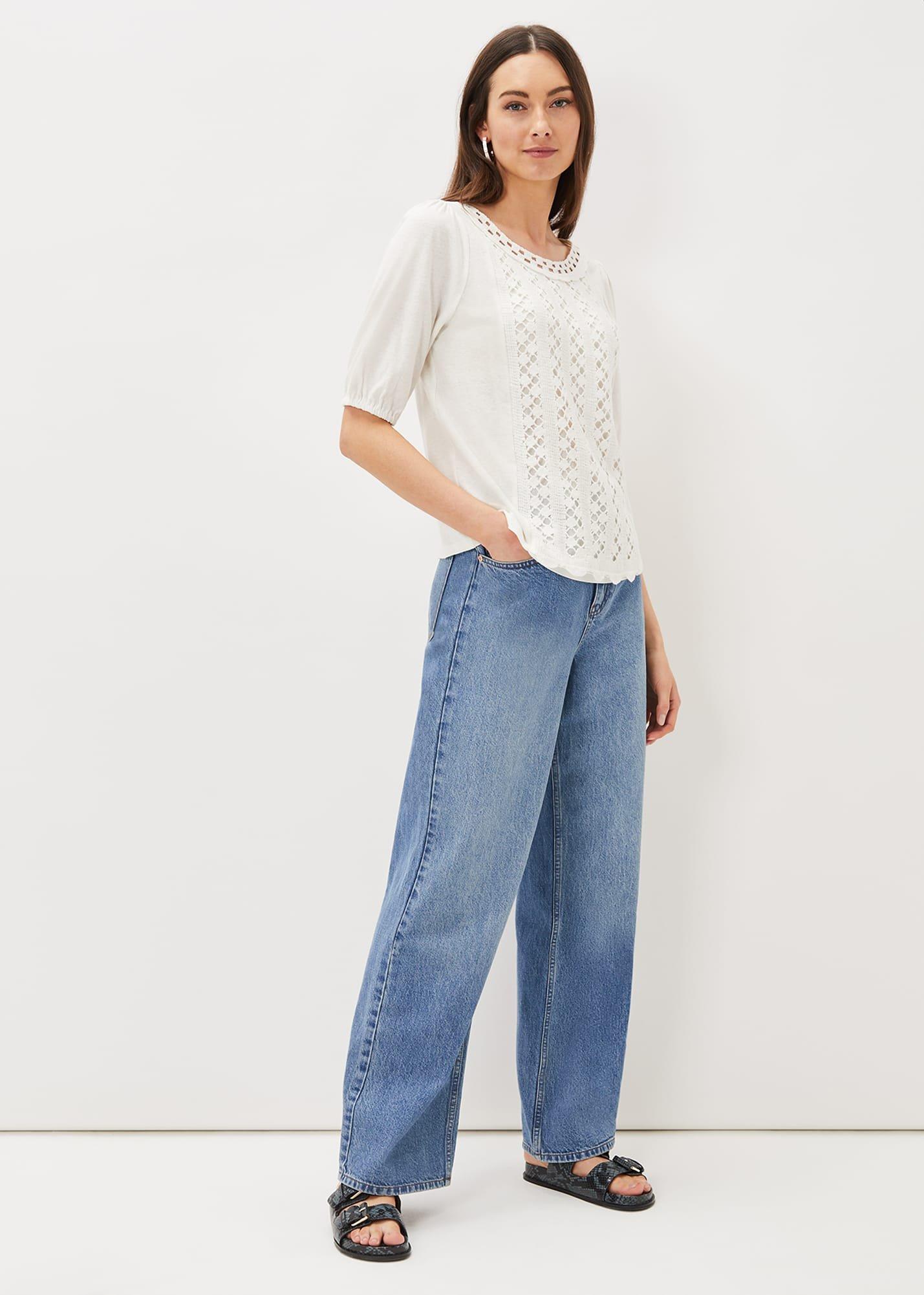 Jillian Crochet Front Slub Top
