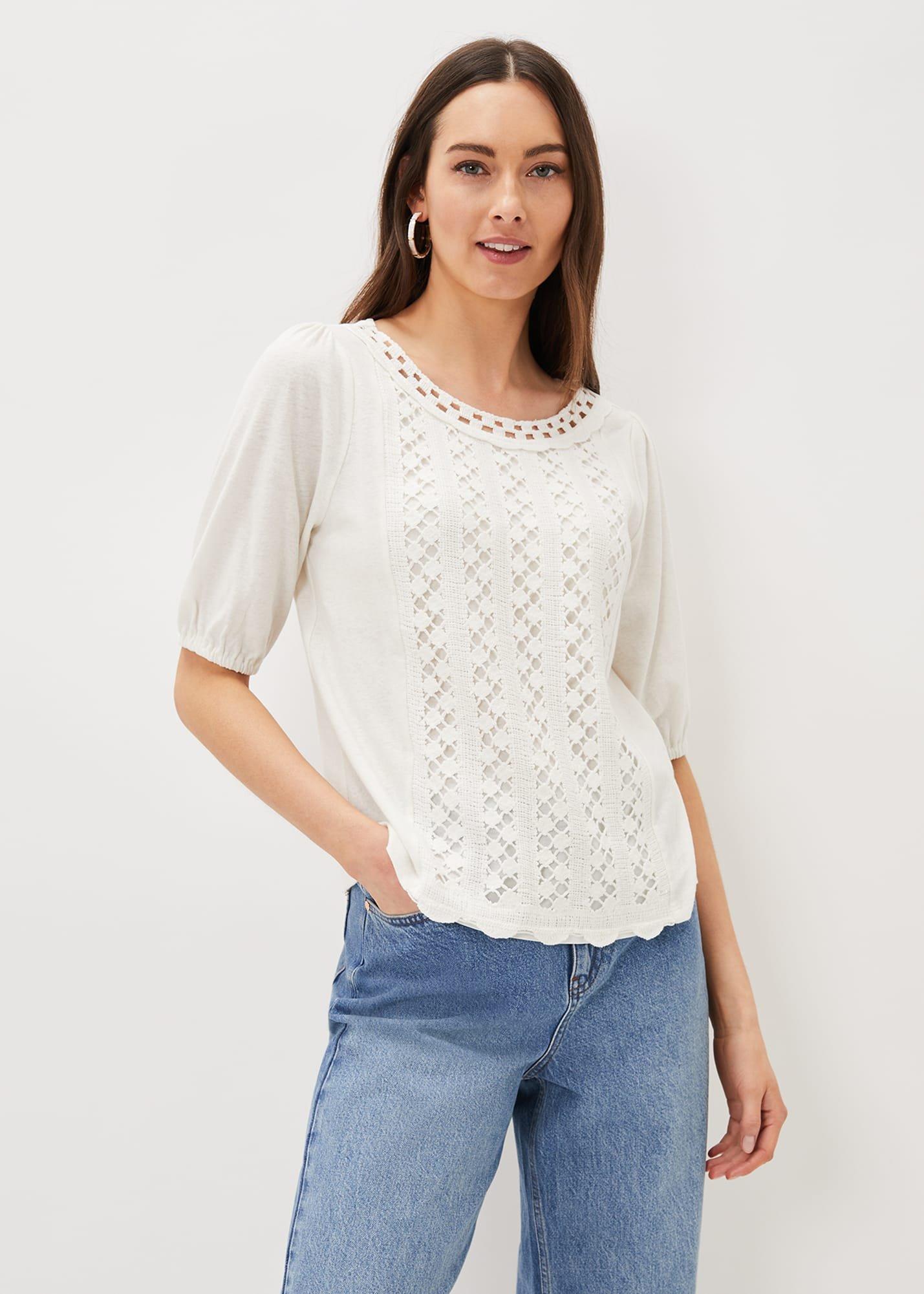 Jillian Crochet Front Slub Top