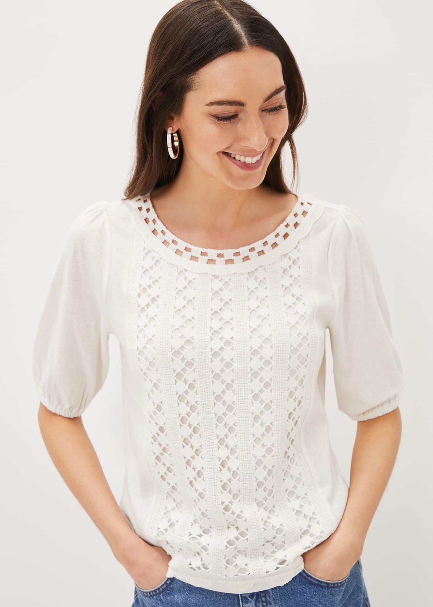 Jillian Crochet Front Slub Top