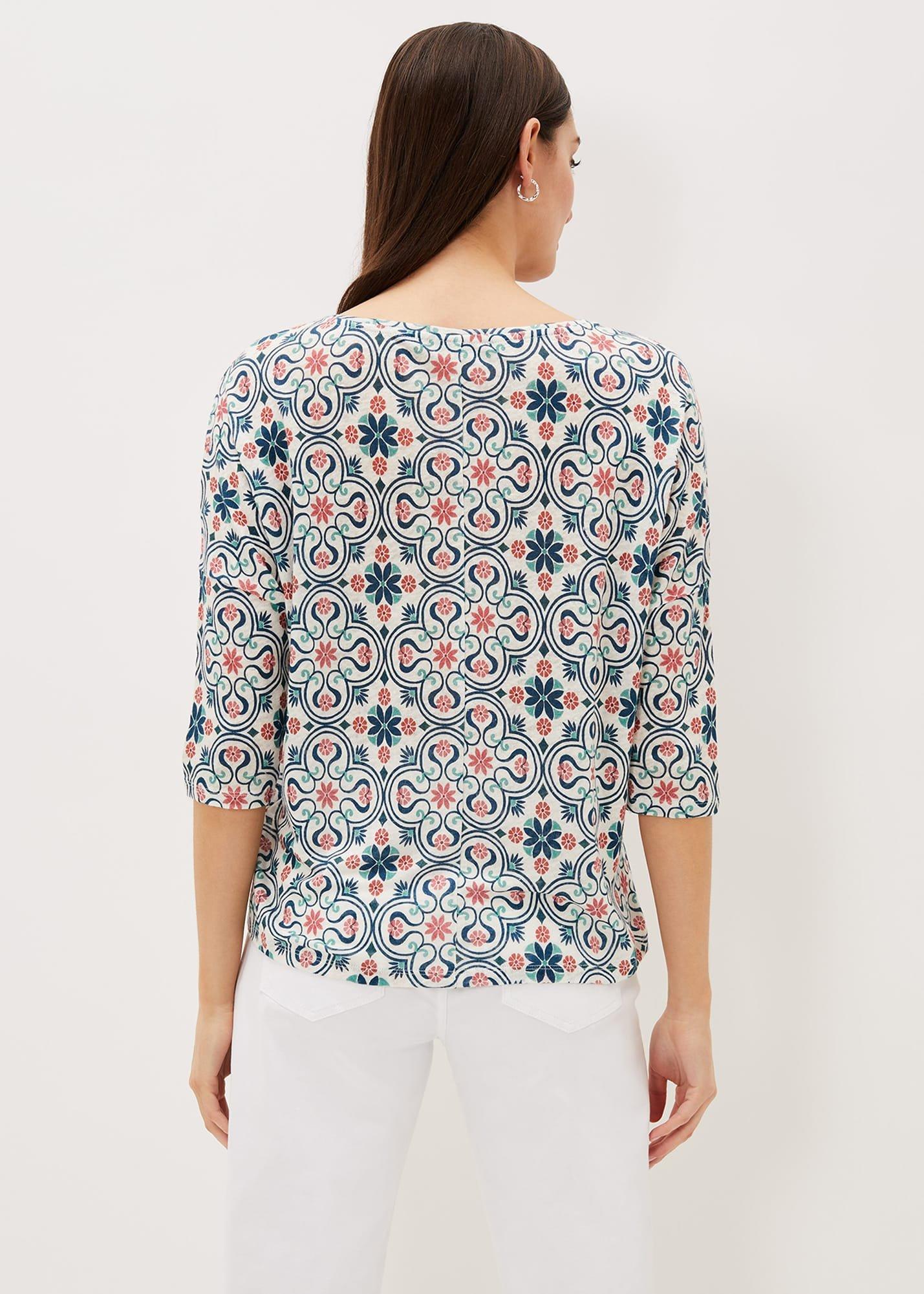 Hadleigh Tile Linen Print Top