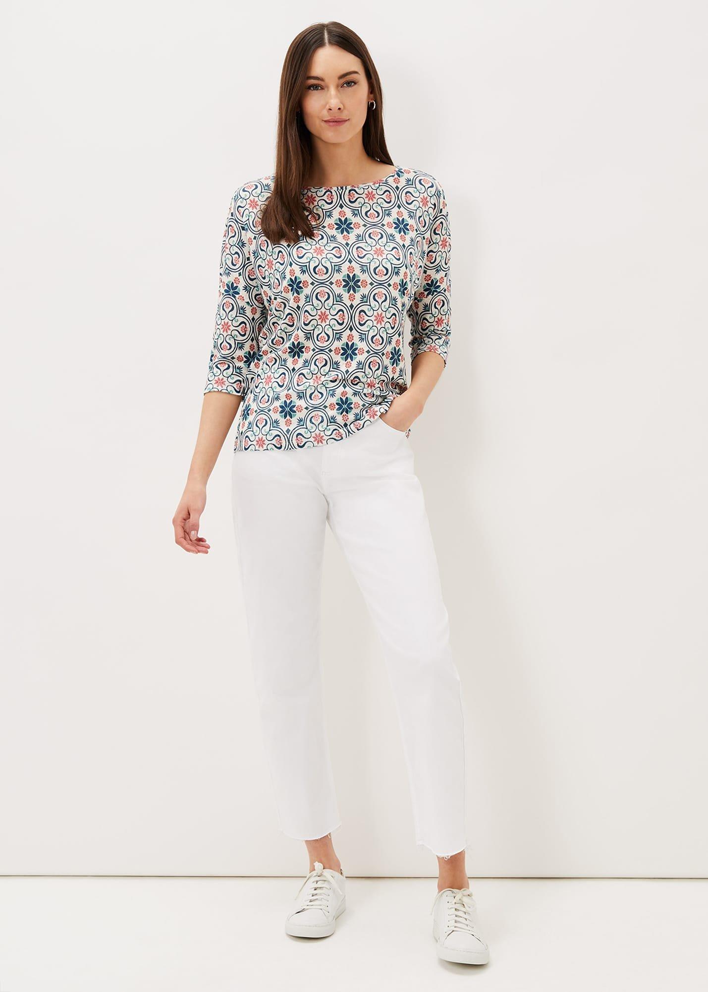Hadleigh Tile Linen Print Top
