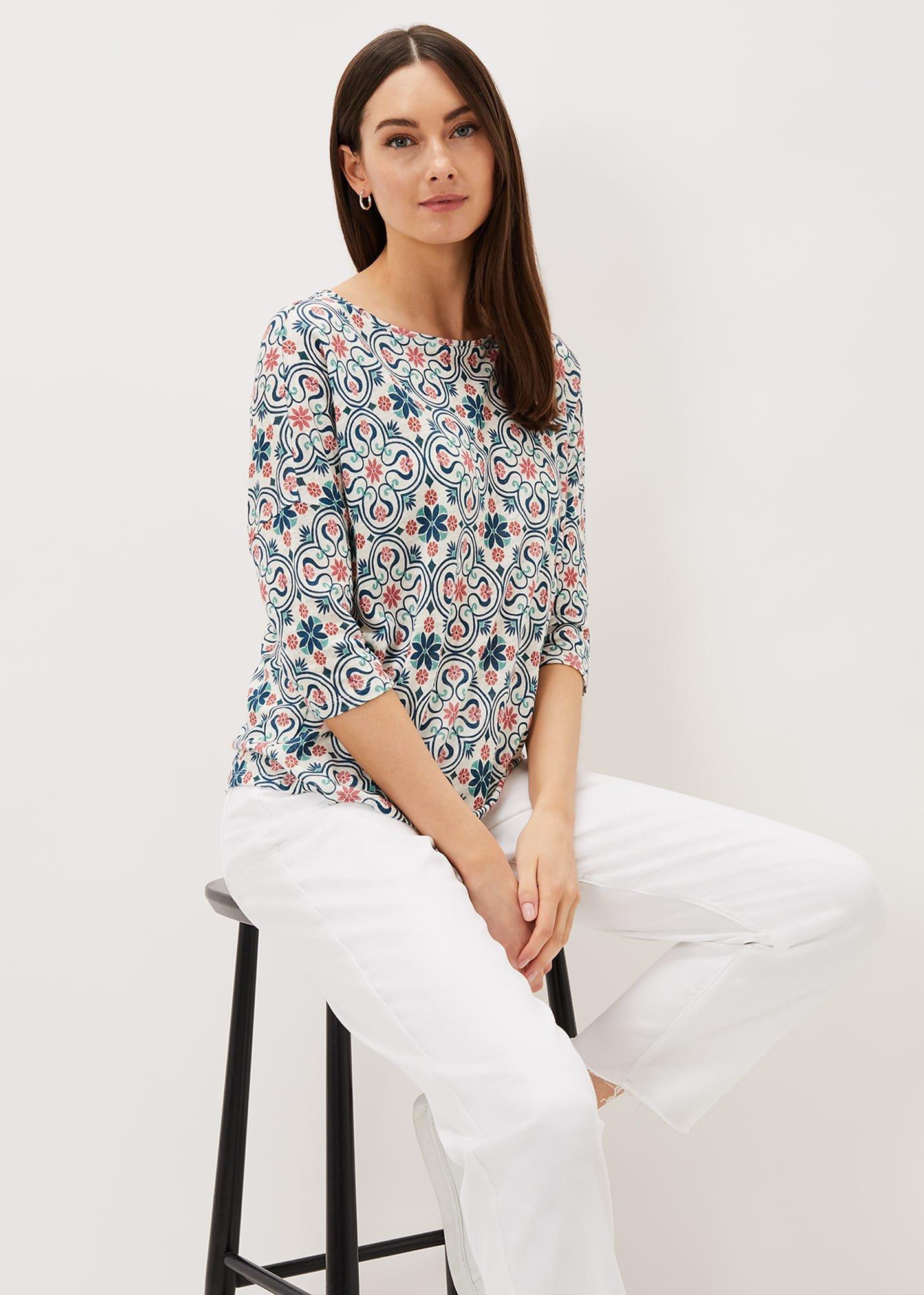 Hadleigh Tile Linen Print Top