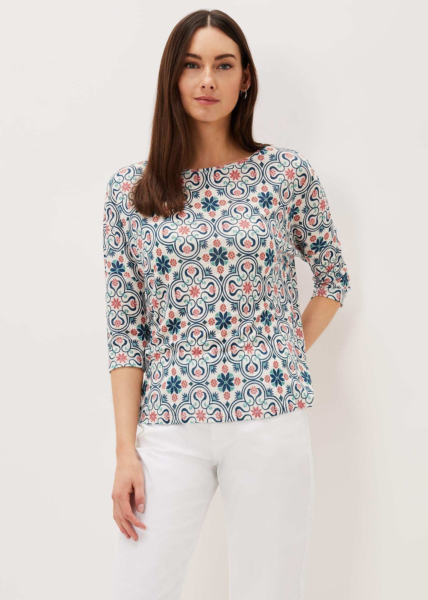 Hadleigh Tile Linen Print Top
