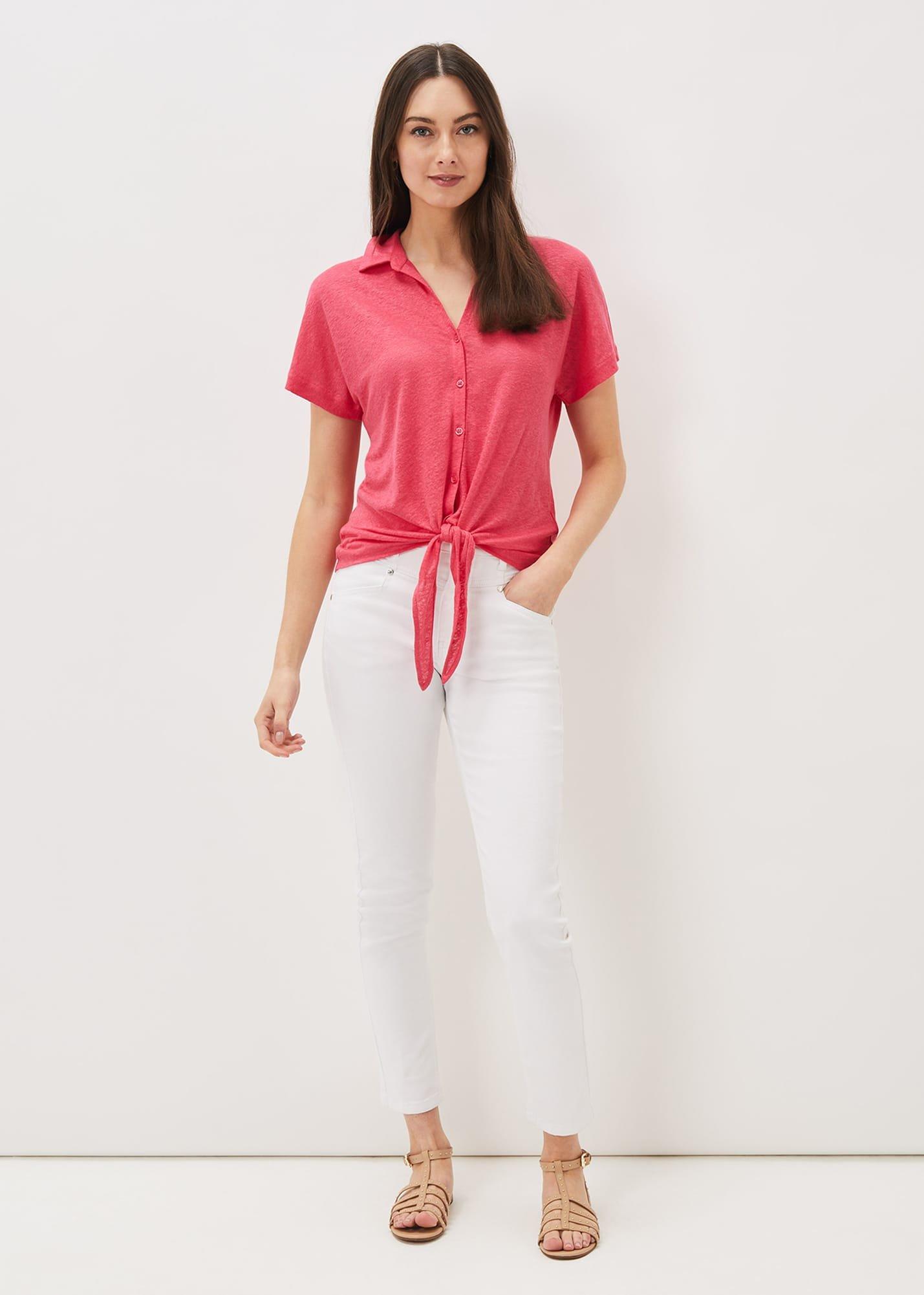 Tracey Linen Tie Hem Shirt