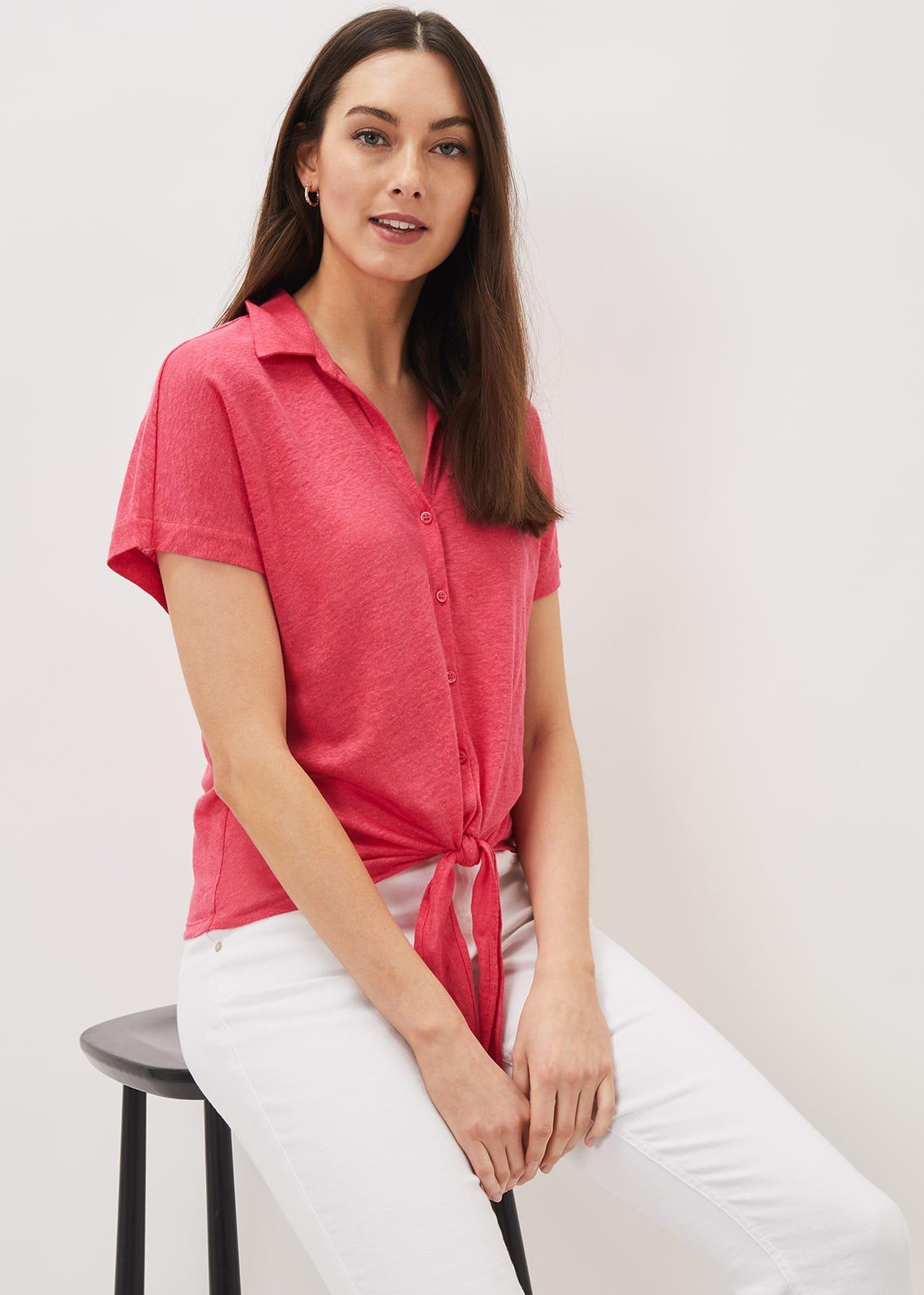 Tracey Linen Tie Hem Shirt